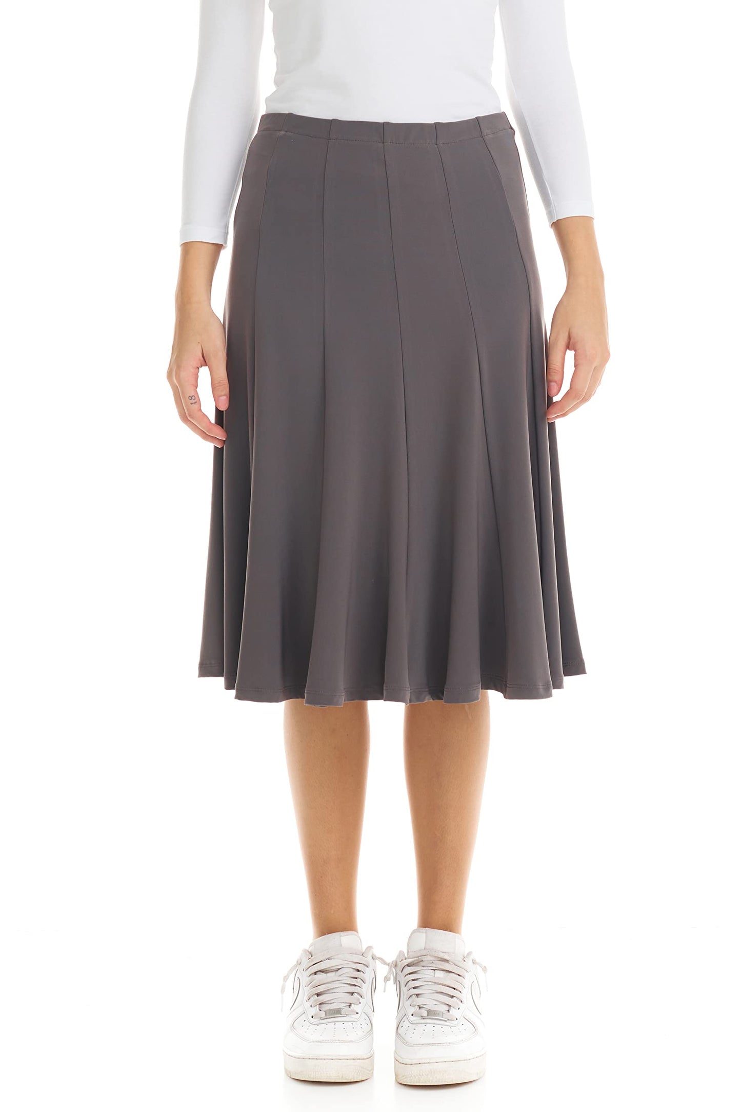 ESTEEZ Stretchy A-Line Skirt for Women - Knee Length/Midi