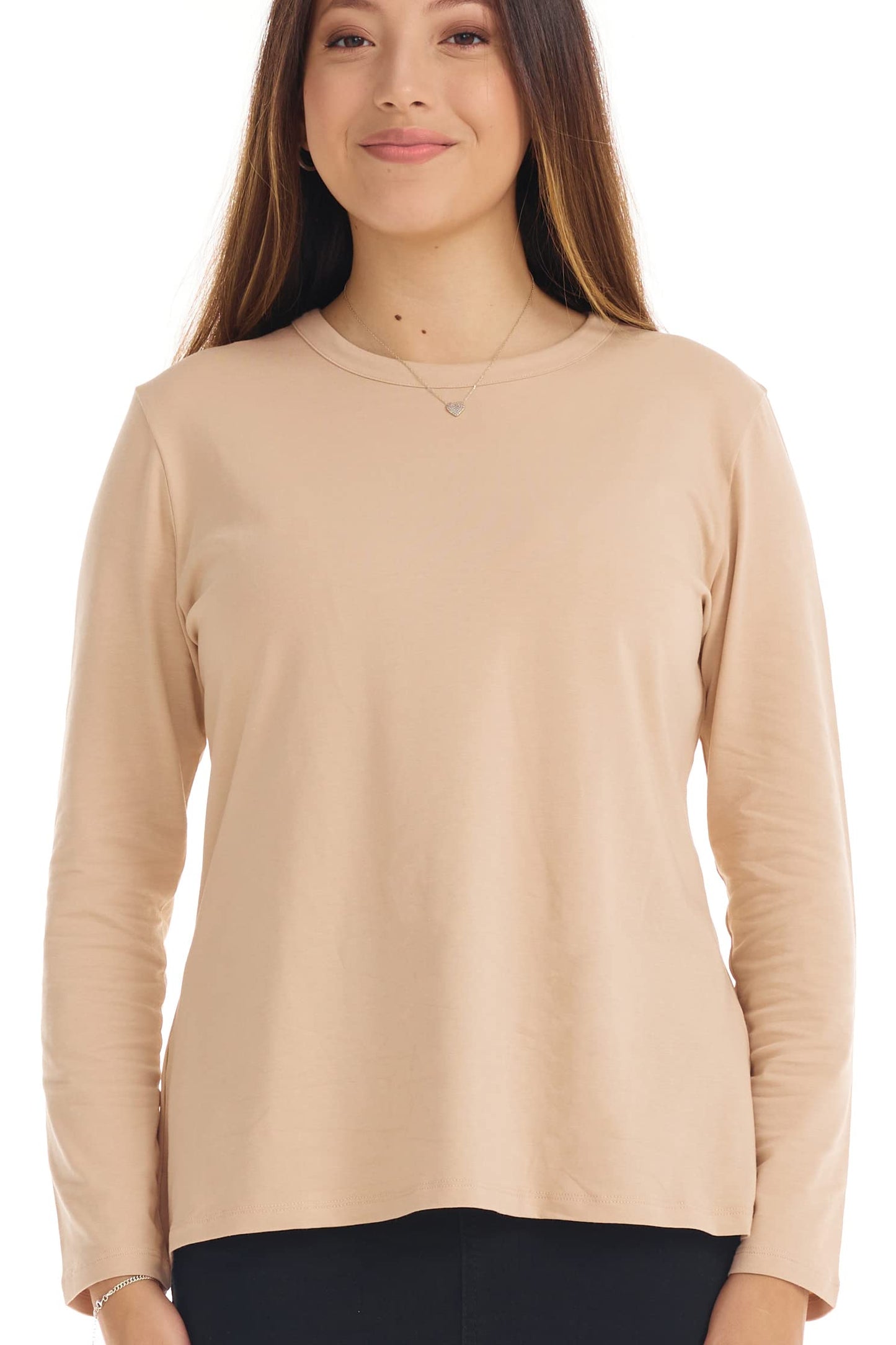 ESTEEZ Comfy Long Sleeve Casual Crew Neck Top for Women