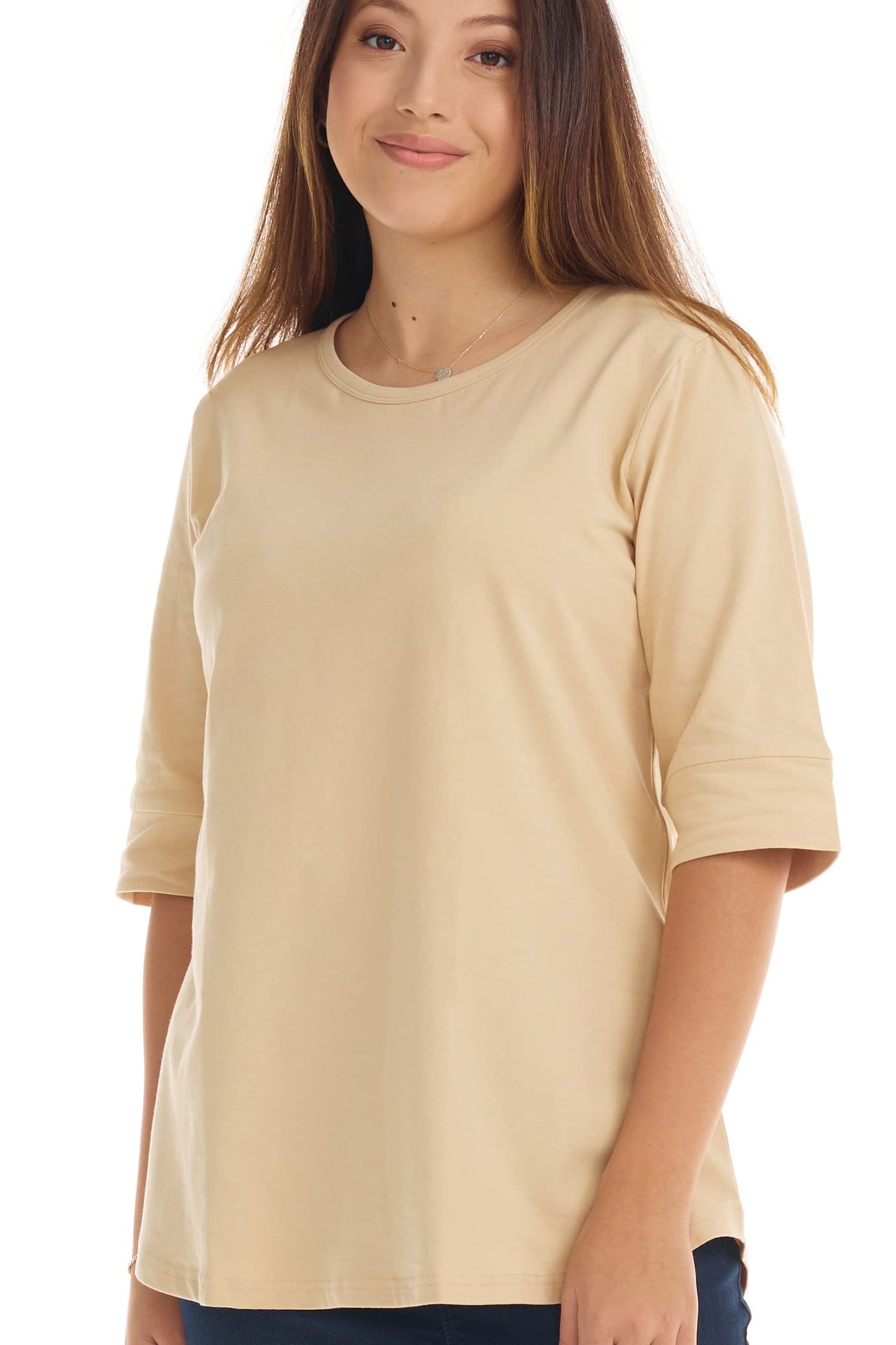 ESTEEZ Women’s Comfortable Elbow Sleeve Cotton T-Shirt