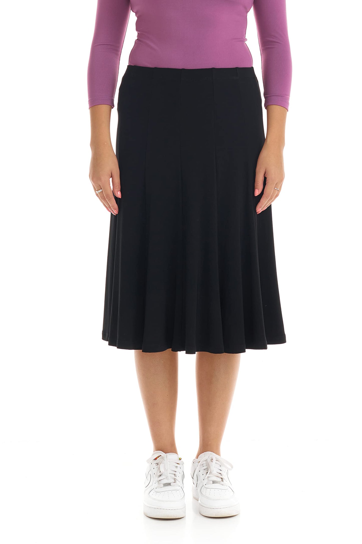 ESTEEZ Stretchy A-Line Skirt for Women - Knee Length/Midi