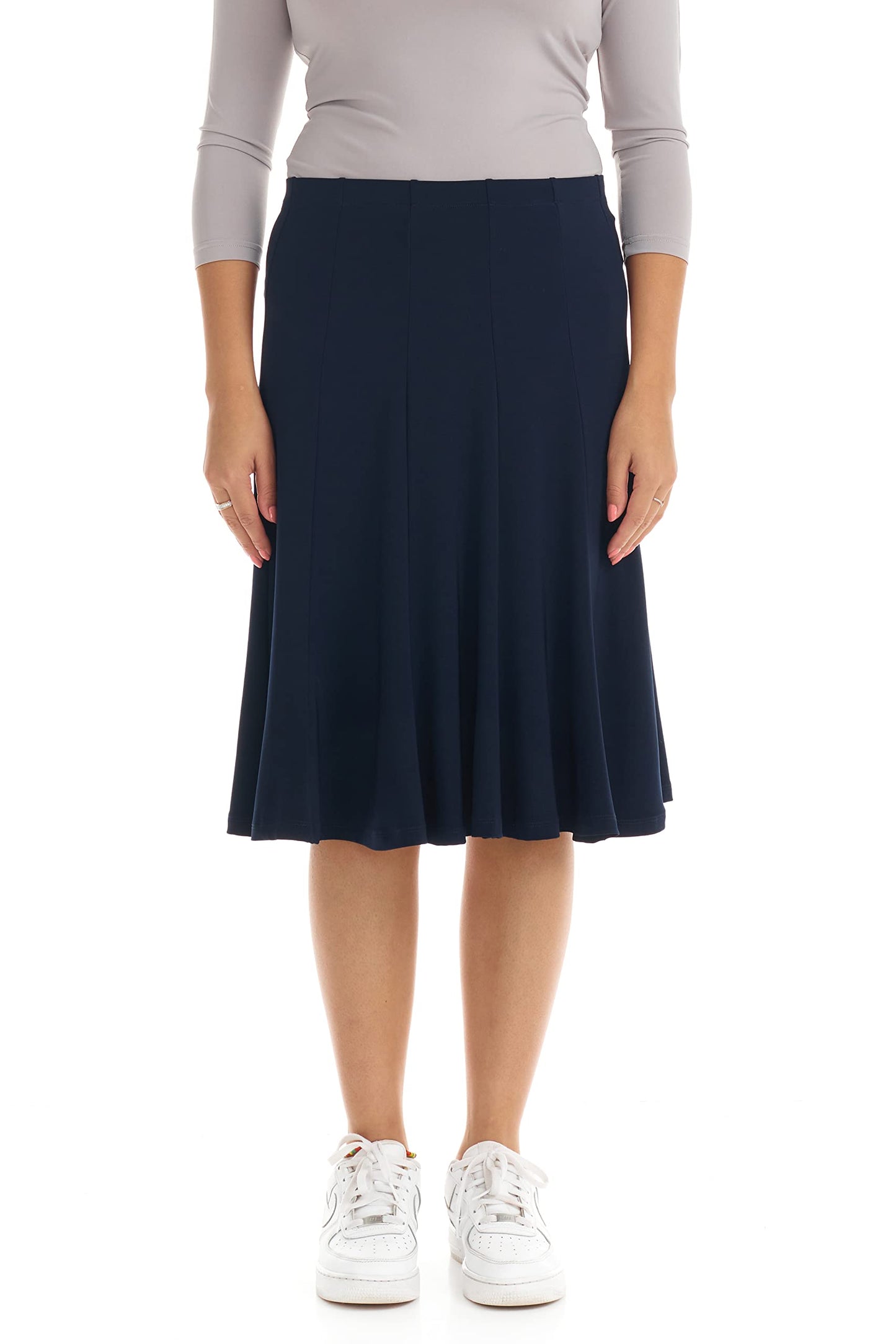 ESTEEZ Stretchy A-Line Skirt for Women - Knee Length/Midi