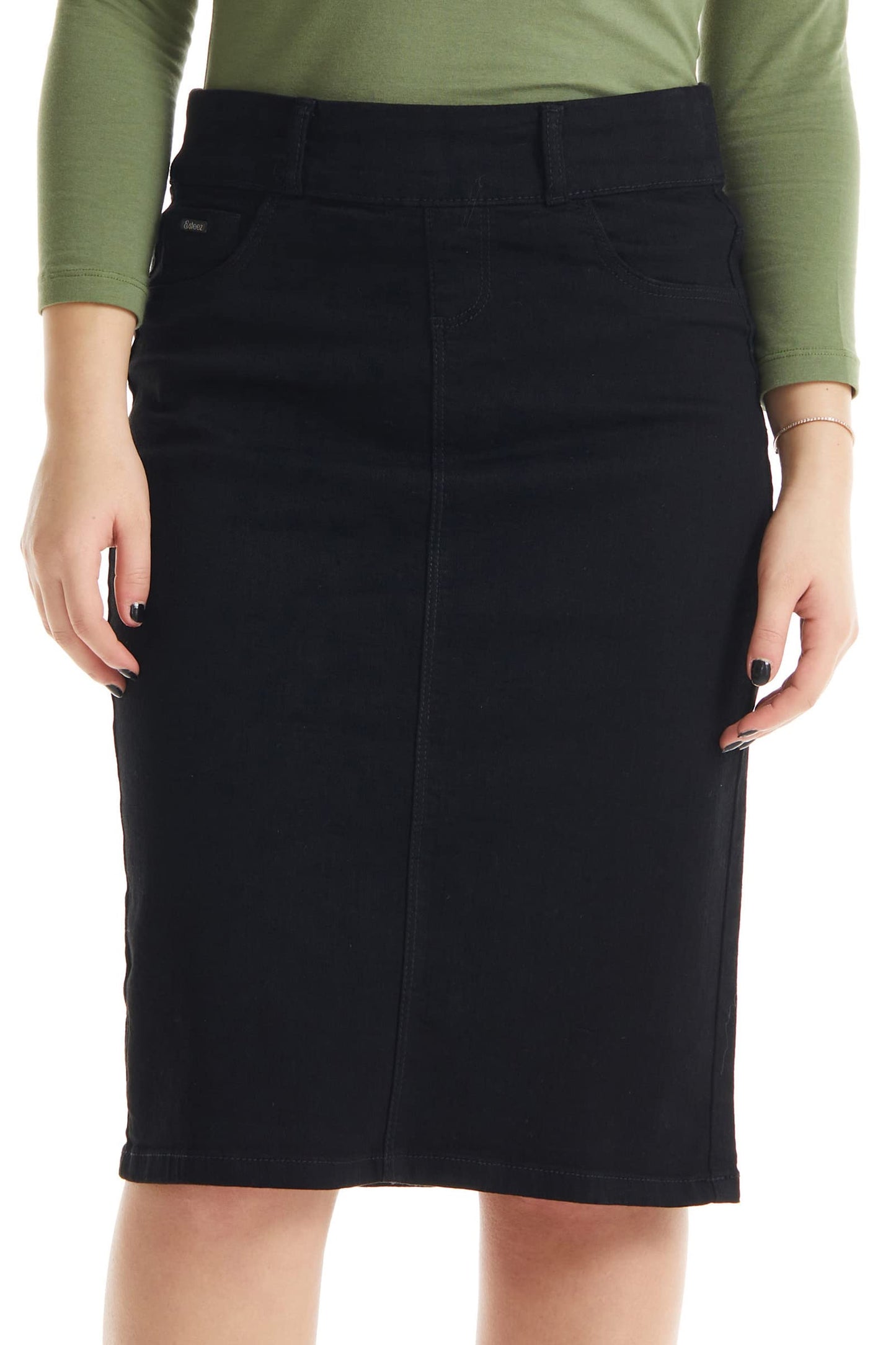 ESTEEZ Straight Knee Length Stretch Denim Jean Skirt for Women Size 0-24 Plus Size - Boston