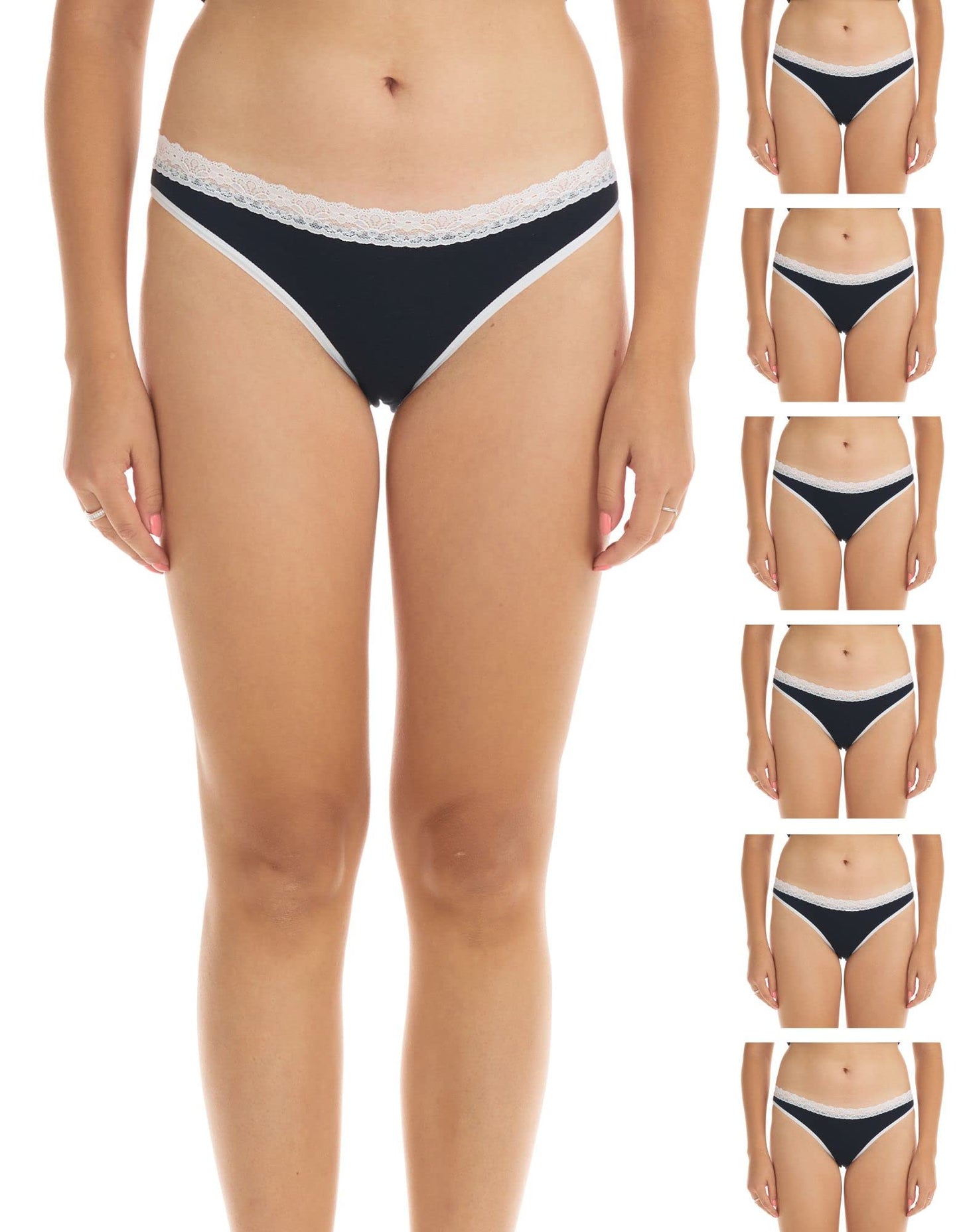 ESTEEZ Comfy Cotton Underwear Panties for Women with Lace Trim Bikini - Hipster - Hi Cut