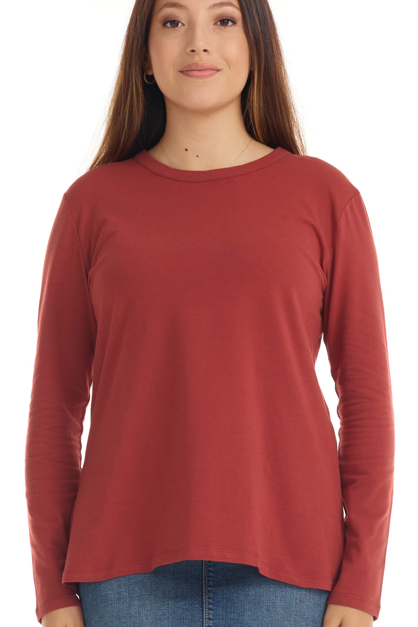 ESTEEZ Comfy Long Sleeve Casual Crew Neck Top for Women