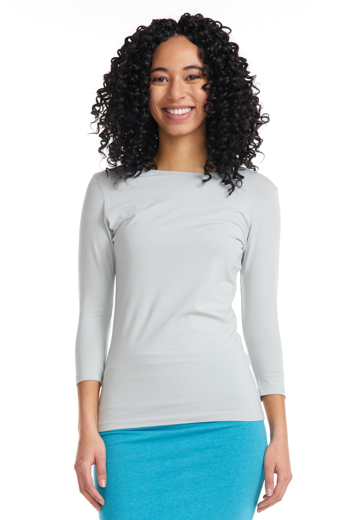 ESTEEZ Womens 3/4 Sleeve Cotton Snug Fit High Neck Base Layering T-Shirt