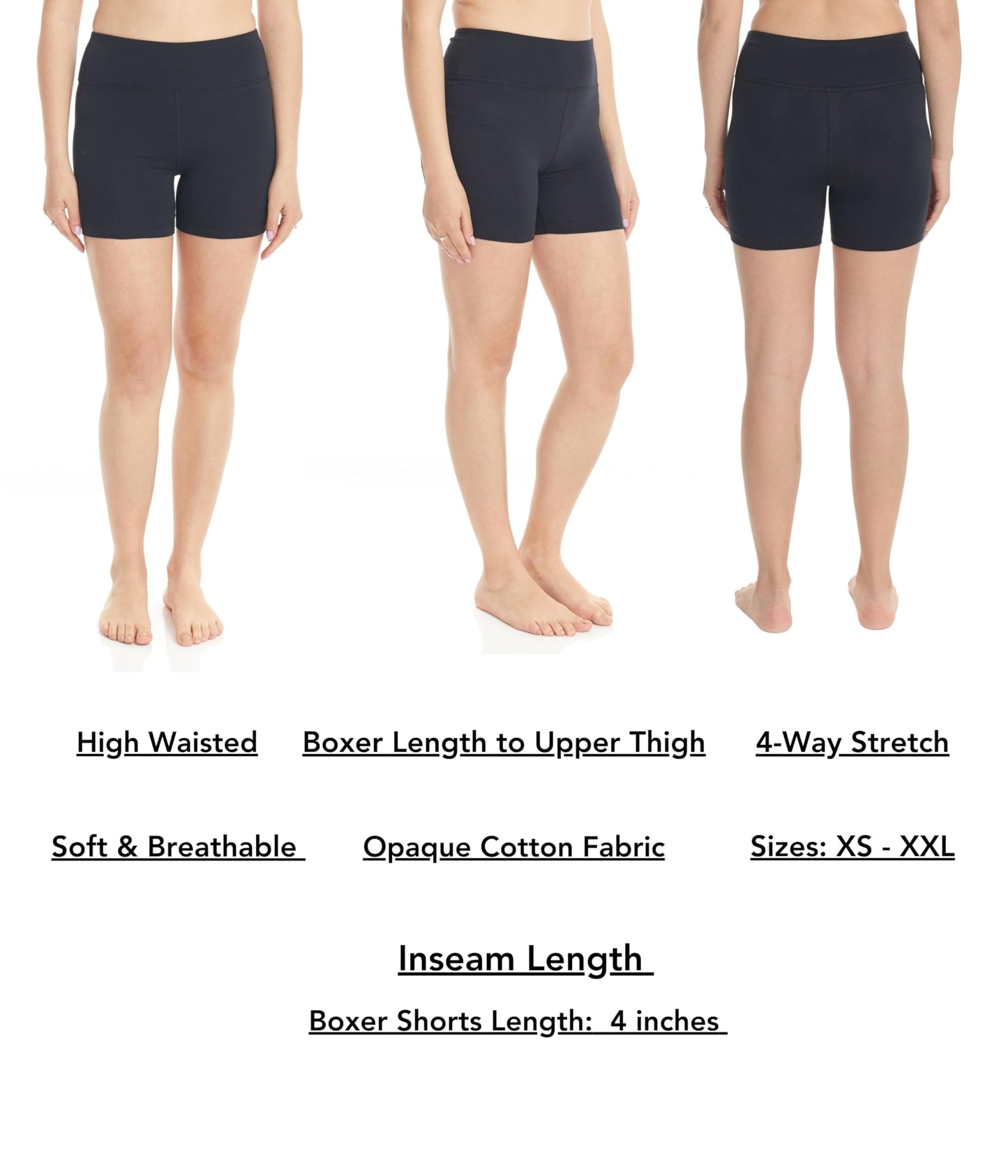 ESTEEZ High Waisted Soft Cotton Spandex Leggings-Shorts for Women - Full Leg - Capri - Biker Shorts - Shorts