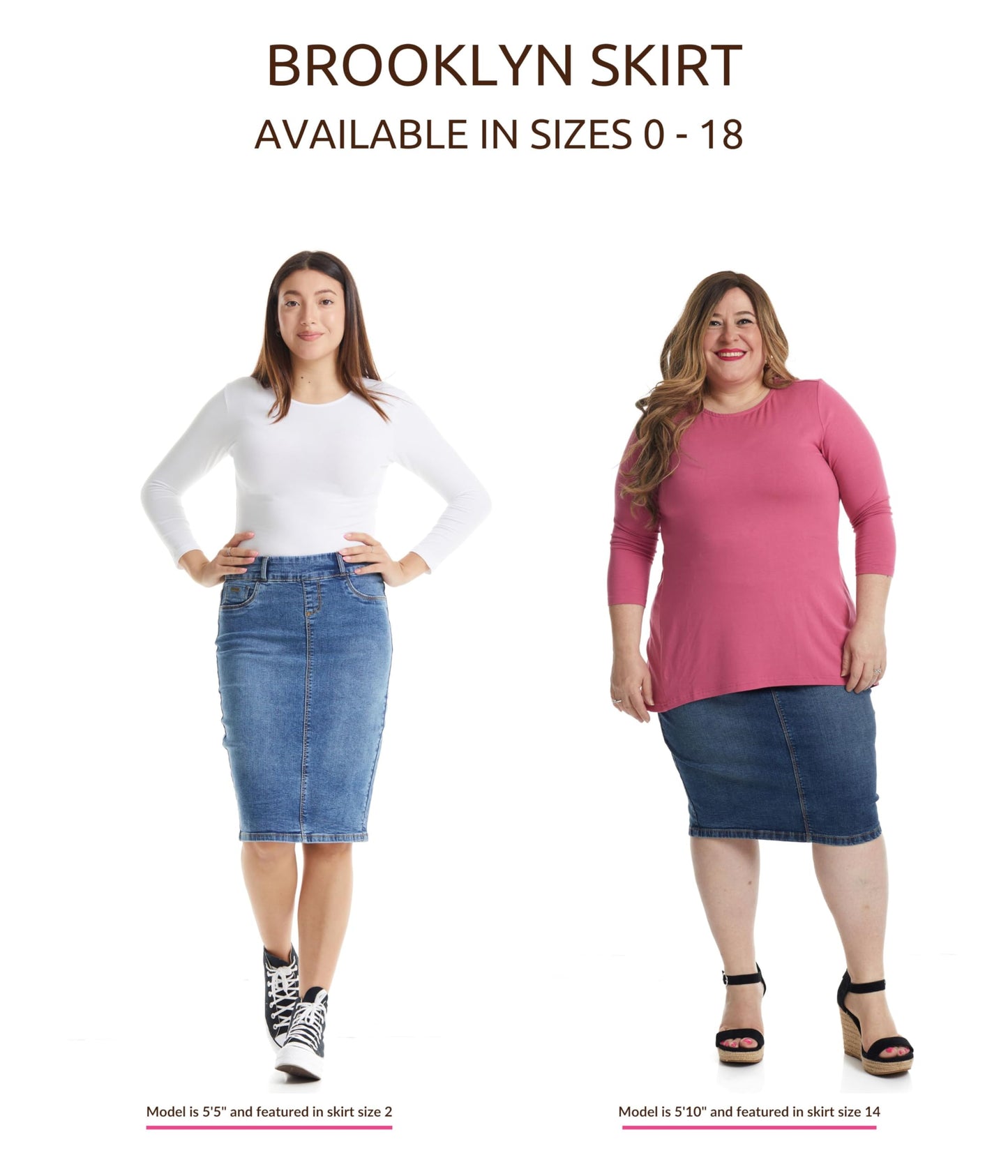 ESTEEZ Women's Stretch Denim Pencil Skirt – Soft, Flexible, Body-Hugging, Knee-Length Jean Skirt ‘Brooklyn’