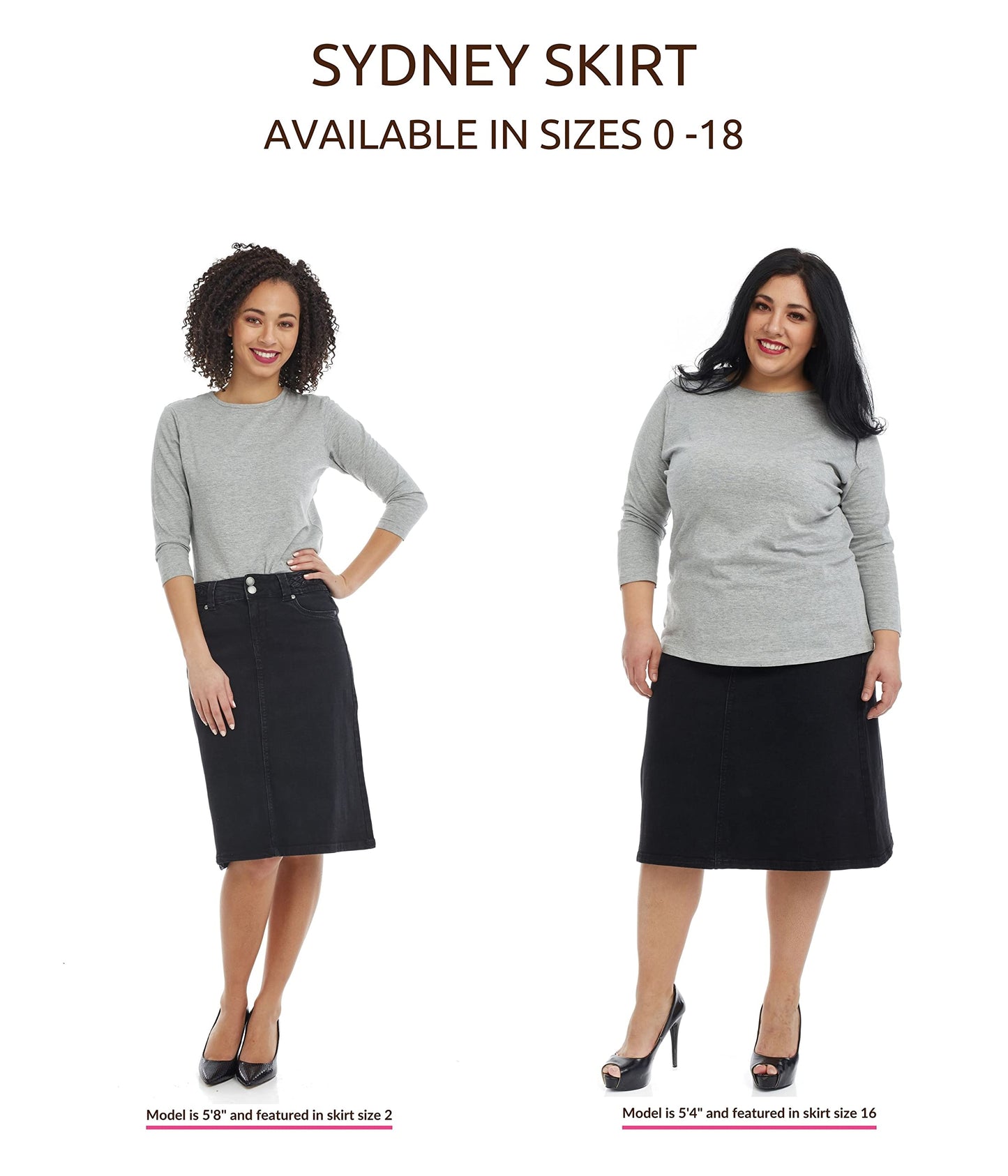 ESTEEZ Knee Length Flary A-Line Stretch Denim Jean Skirt for Women with Pockets - Sydney