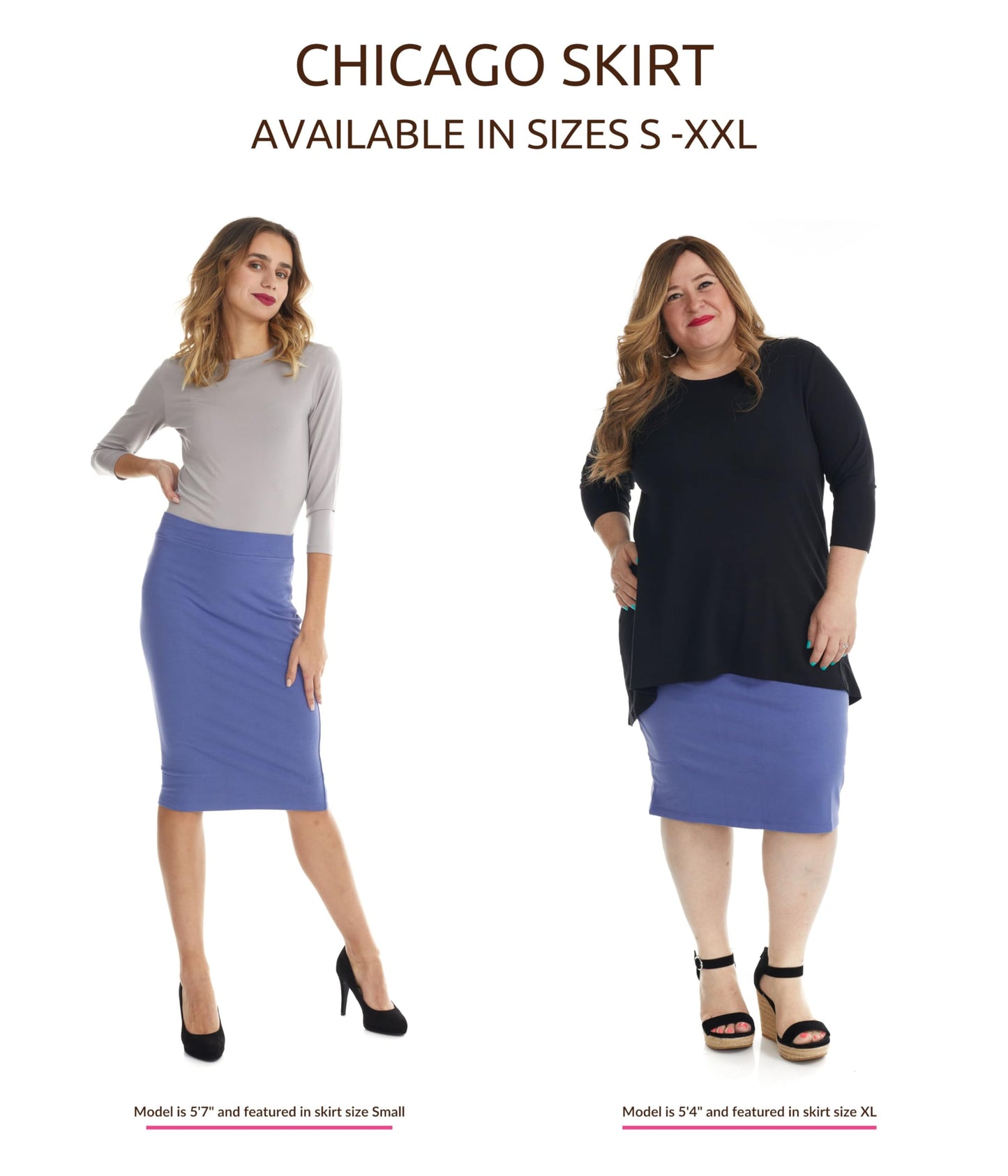 ESTEEZ Women's Form Fitting Snug Pencil Skirt - Modest Stretchy Below The Knee - Chicago