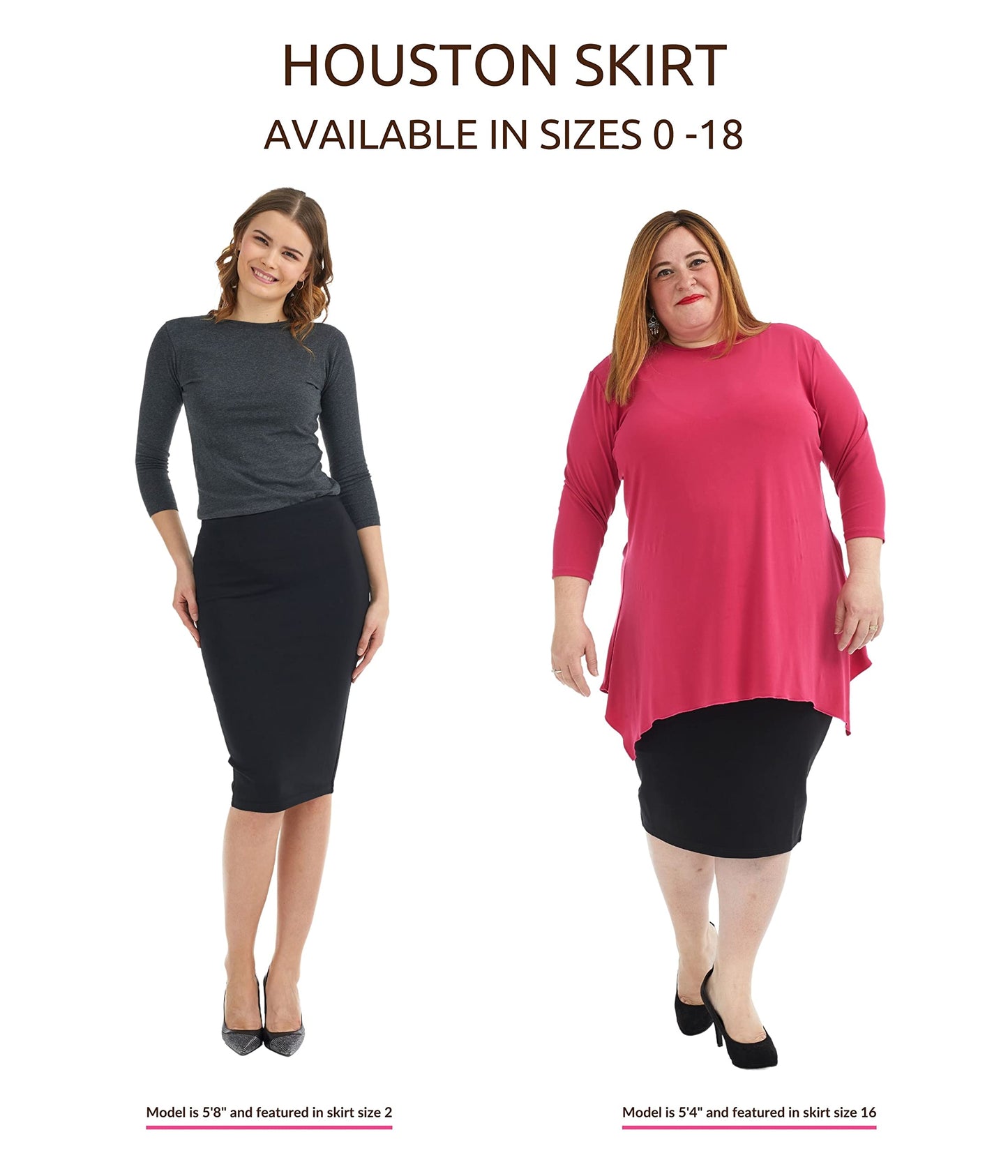 ESTEEZ Women's Pull-On Stretch Ponte Office Pencil Skirt 'Houston'