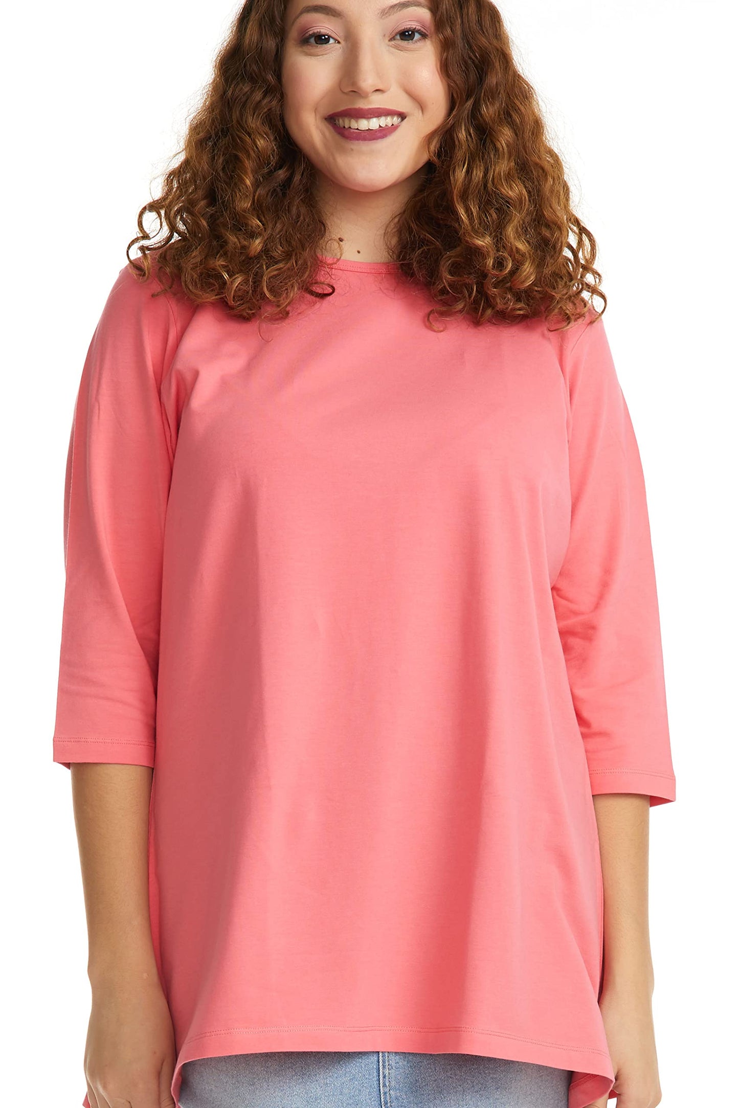 ESTEEZ 3/4 Sleeve Comfy Oversized Loose Fit Cotton T-Shirts for Women