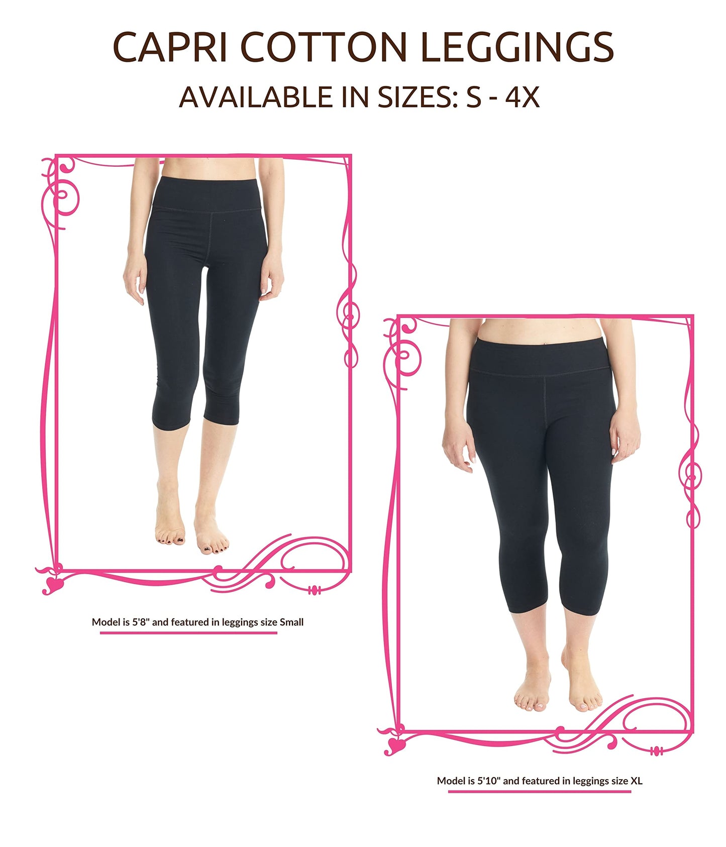 ESTEEZ High Waisted Soft Cotton Spandex Leggings-Shorts for Women - Full Leg - Capri - Biker Shorts - Shorts