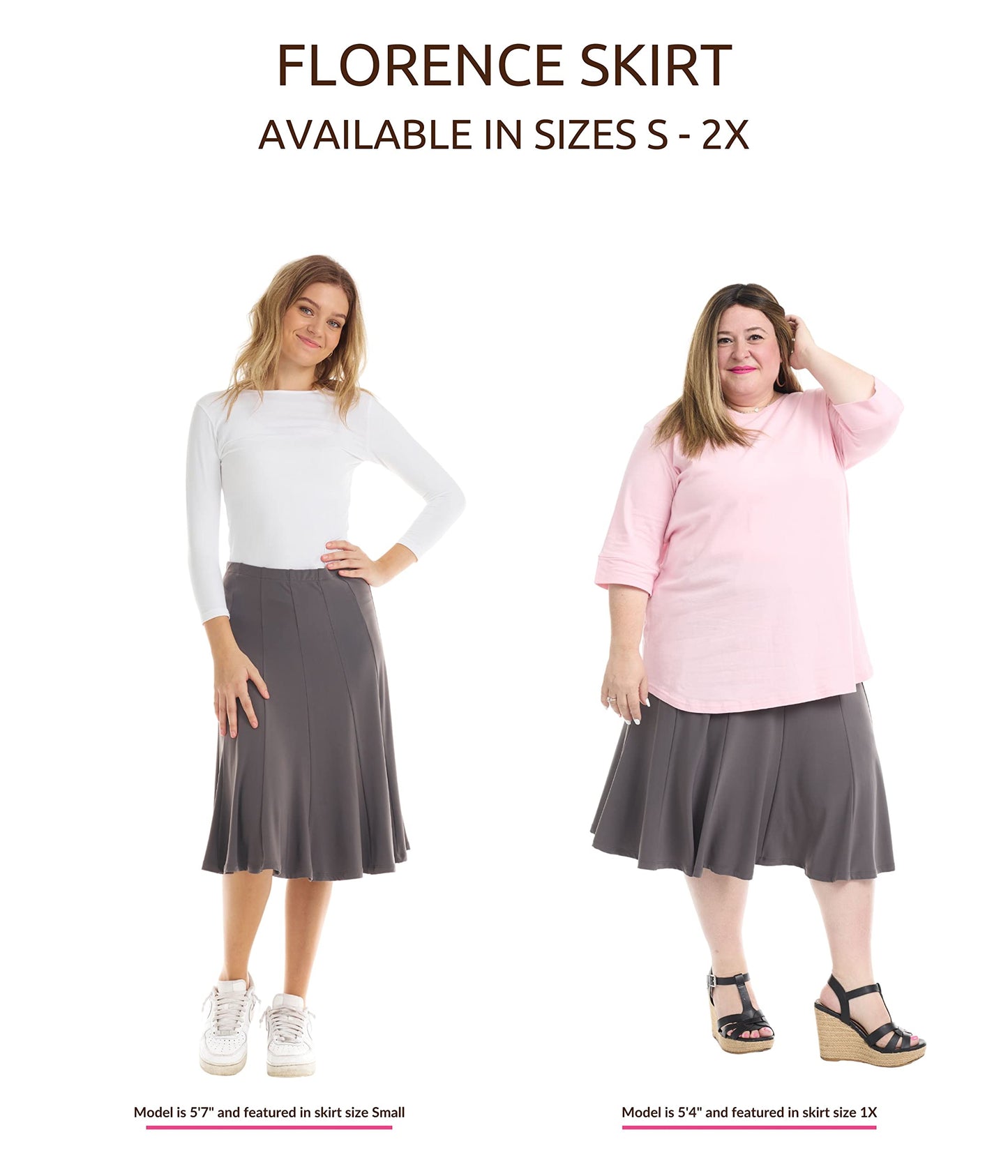 ESTEEZ Stretchy A-Line Skirt for Women - Knee Length/Midi