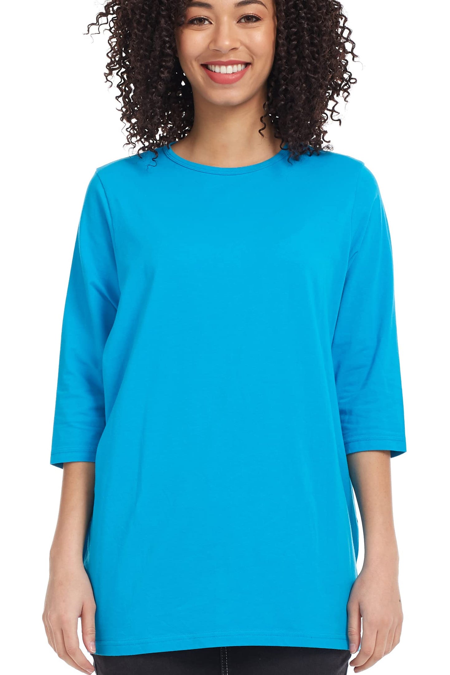 ESTEEZ 3/4 Sleeve Comfy Oversized Loose Fit Cotton T-Shirts for Women