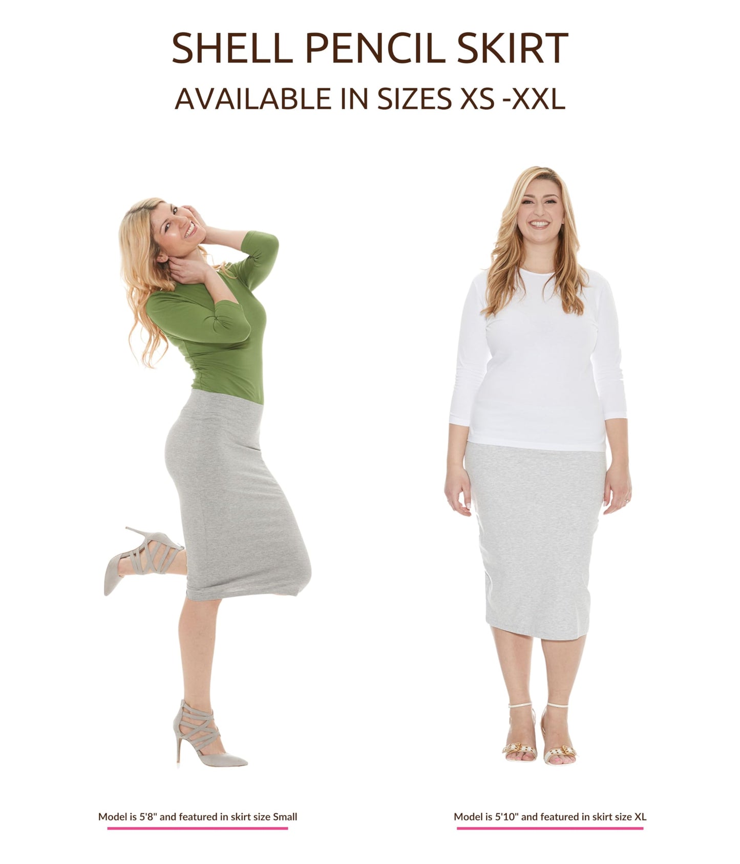 ESTEEZ Women's Lightweight Cotton Spandex Knee-Length Pencil Skirt - Modest, Comfortable, Everyday Wear