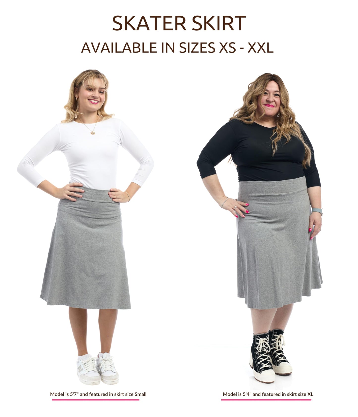 ESTEEZ Womens Cotton A-Line Skirt 23 Inch 25 Inch 27 Inch