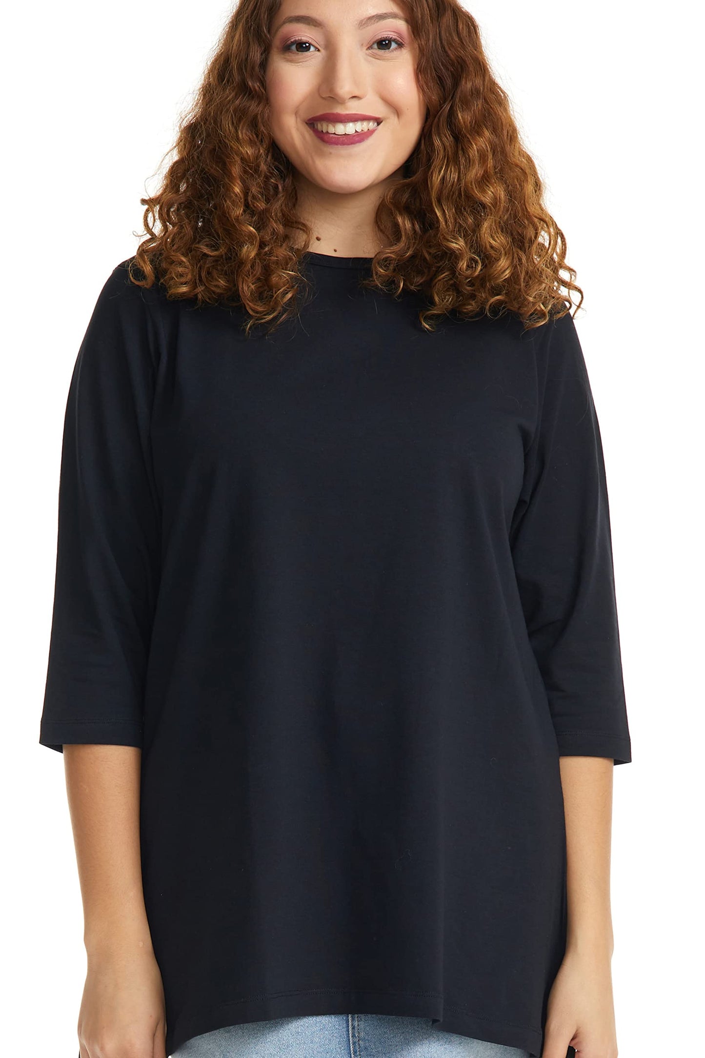 ESTEEZ 3/4 Sleeve Comfy Oversized Loose Fit Cotton T-Shirts for Women