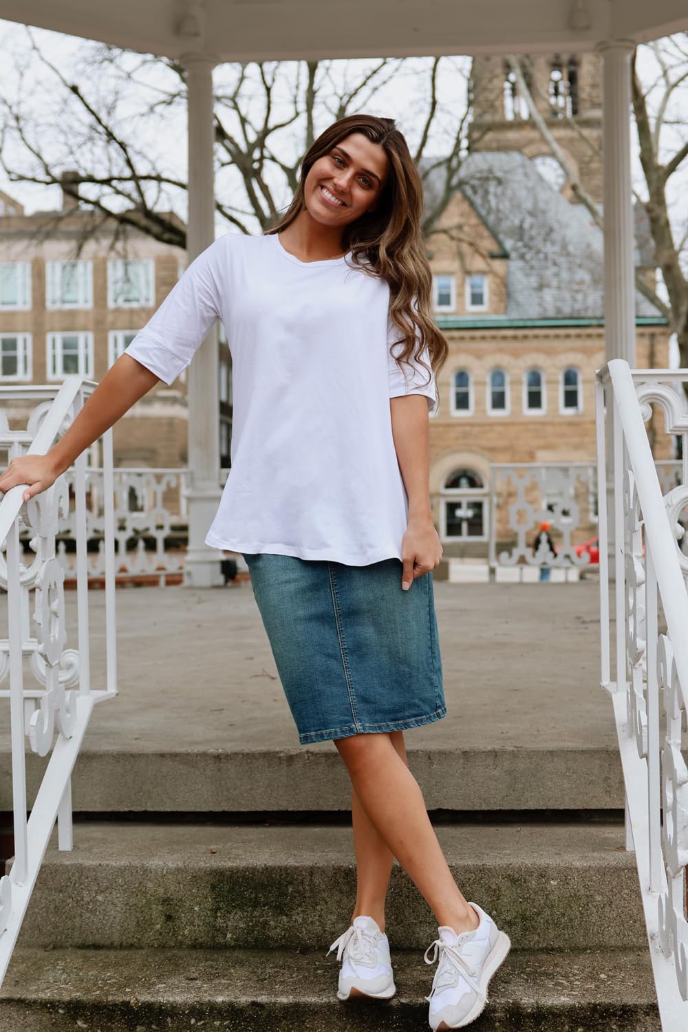 ESTEEZ Straight Knee Length Stretch Denim Jean Skirt for Women Size 0-24 Plus Size - Boston