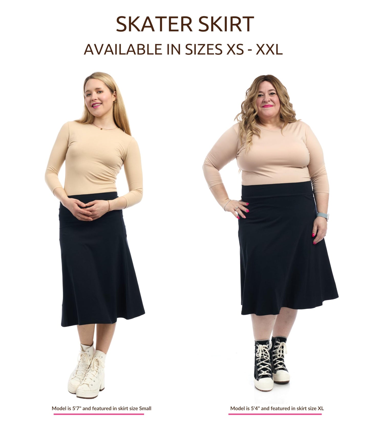 ESTEEZ Womens Cotton A-Line Skirt 23 Inch 25 Inch 27 Inch
