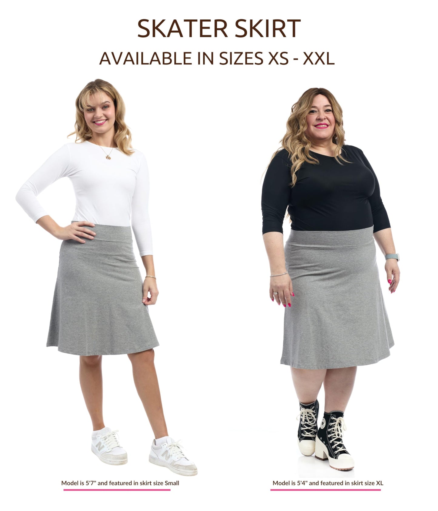ESTEEZ Womens Cotton A-Line Skirt 23 Inch 25 Inch 27 Inch