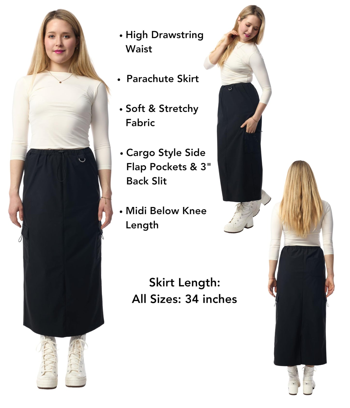 ESTEEZ Cargo Style Knee Length and Midi Stretchy Pencil Skirt for Women