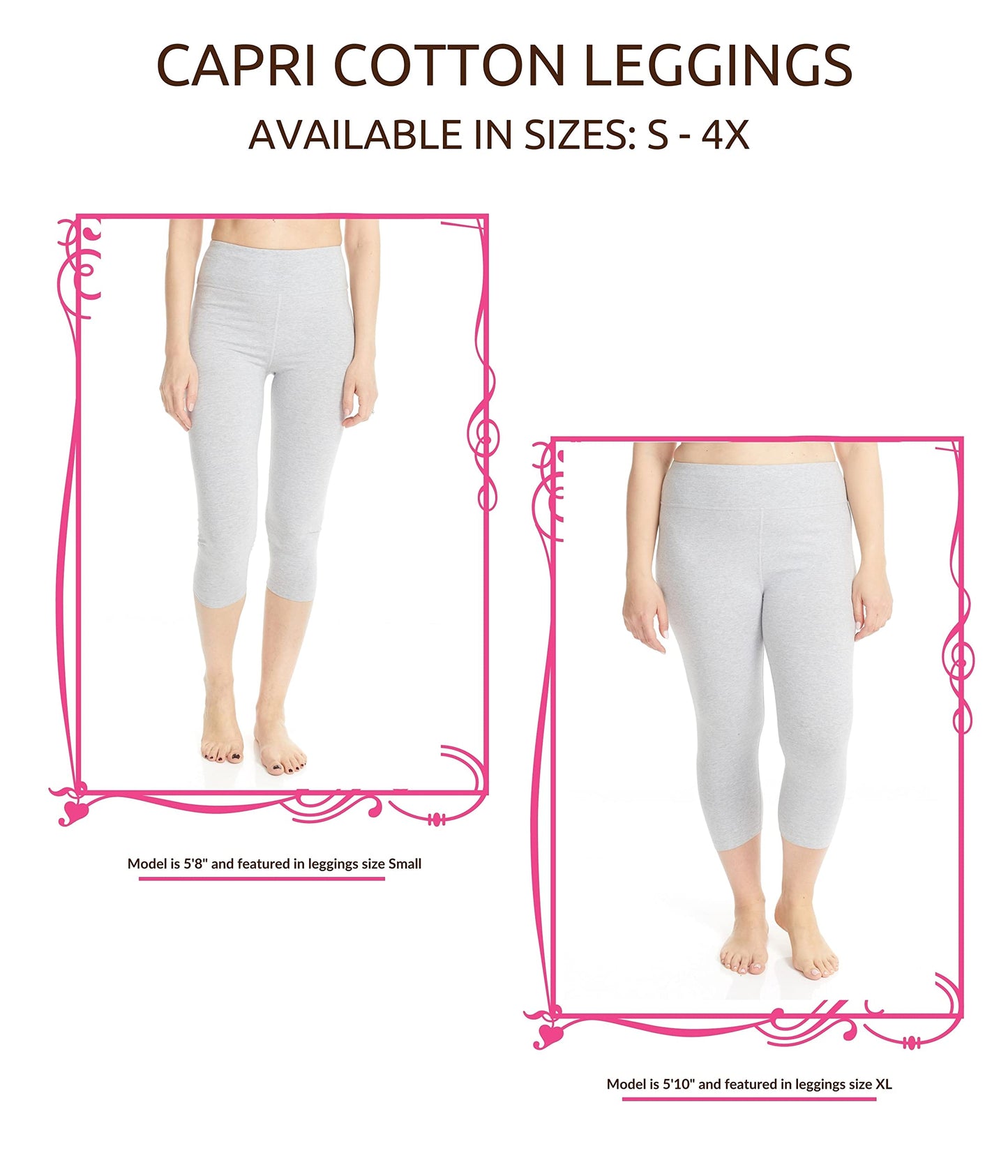 ESTEEZ High Waisted Soft Cotton Spandex Leggings-Shorts for Women - Full Leg - Capri - Biker Shorts - Shorts