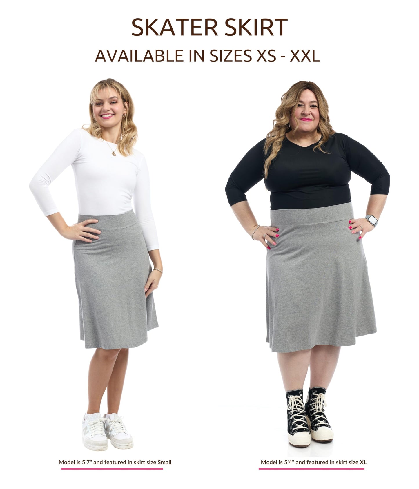 ESTEEZ Womens Cotton A-Line Skirt 23 Inch 25 Inch 27 Inch