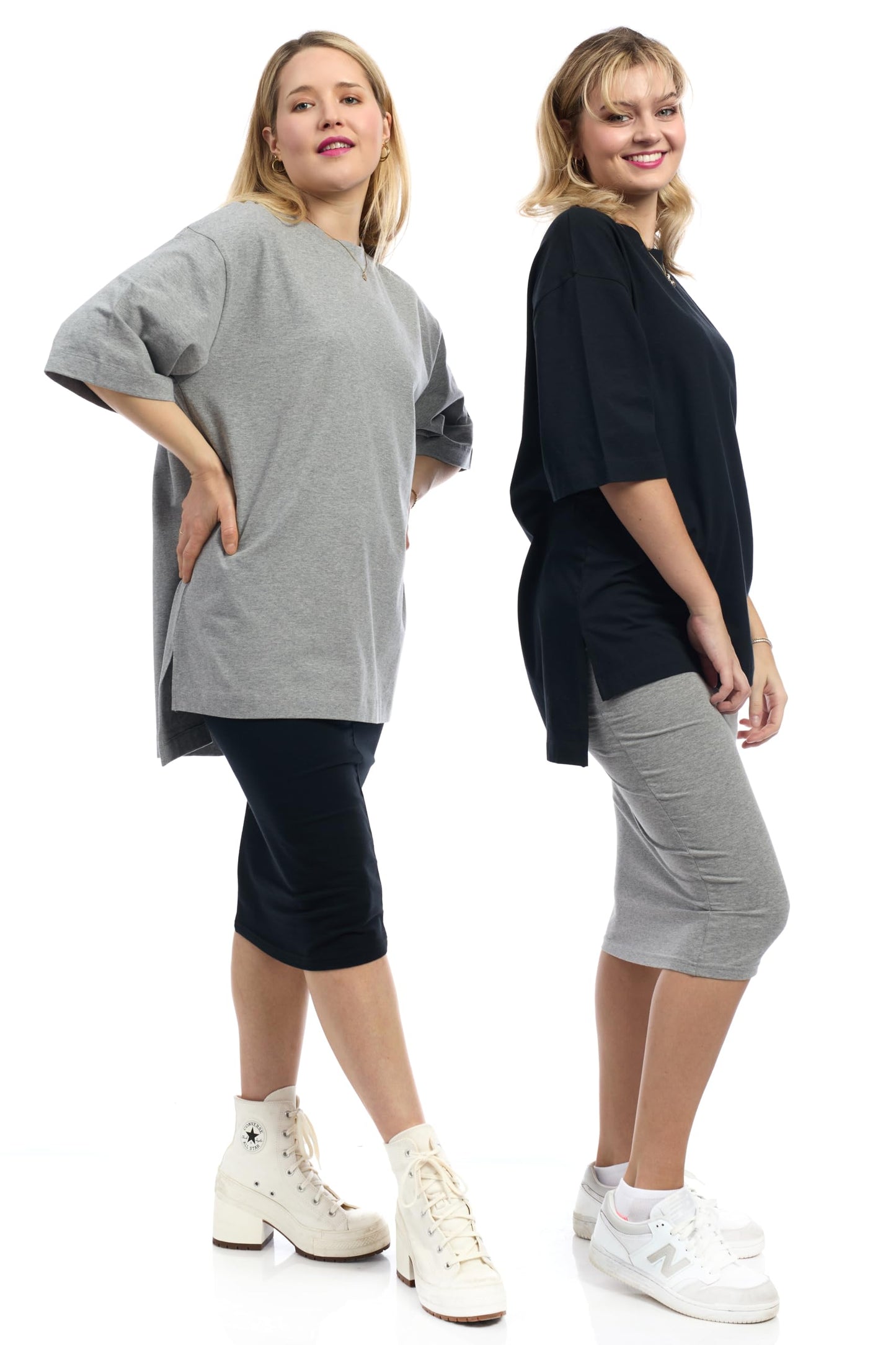 ESTEEZ Womens Oversized Cotton High Low Tunic T-Shirt Dress