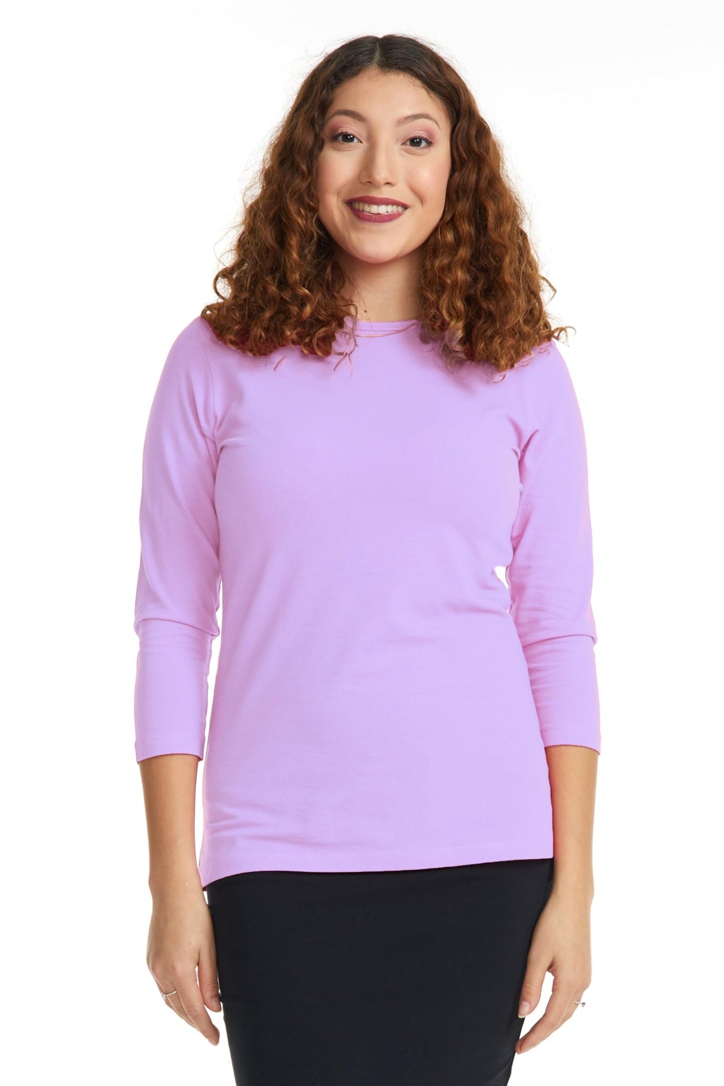 ESTEEZ 3/4 Sleeve Crew Neck Cotton T-Shirt for Women - Relaxed Fit - Base Layering Top