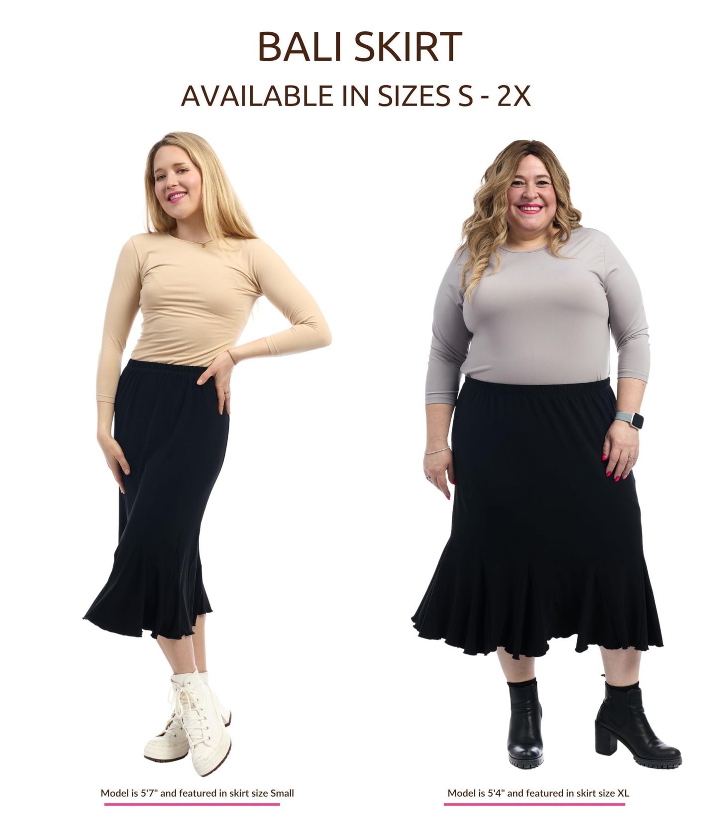 ESTEEZ Stretchy A-Line Skirt for Women - Knee Length/Midi