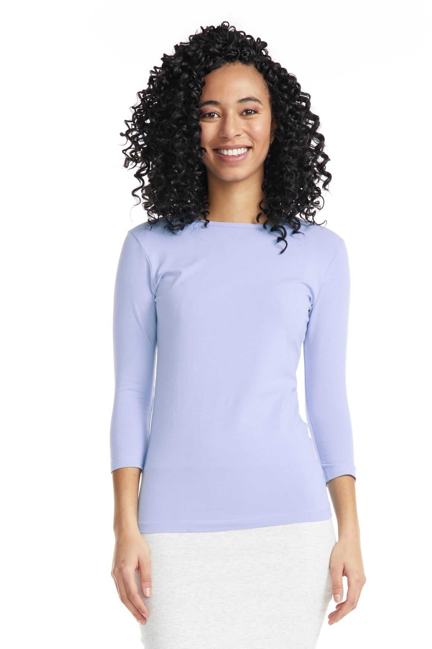 ESTEEZ Womens 3/4 Sleeve Cotton Snug Fit High Neck Base Layering T-Shirt
