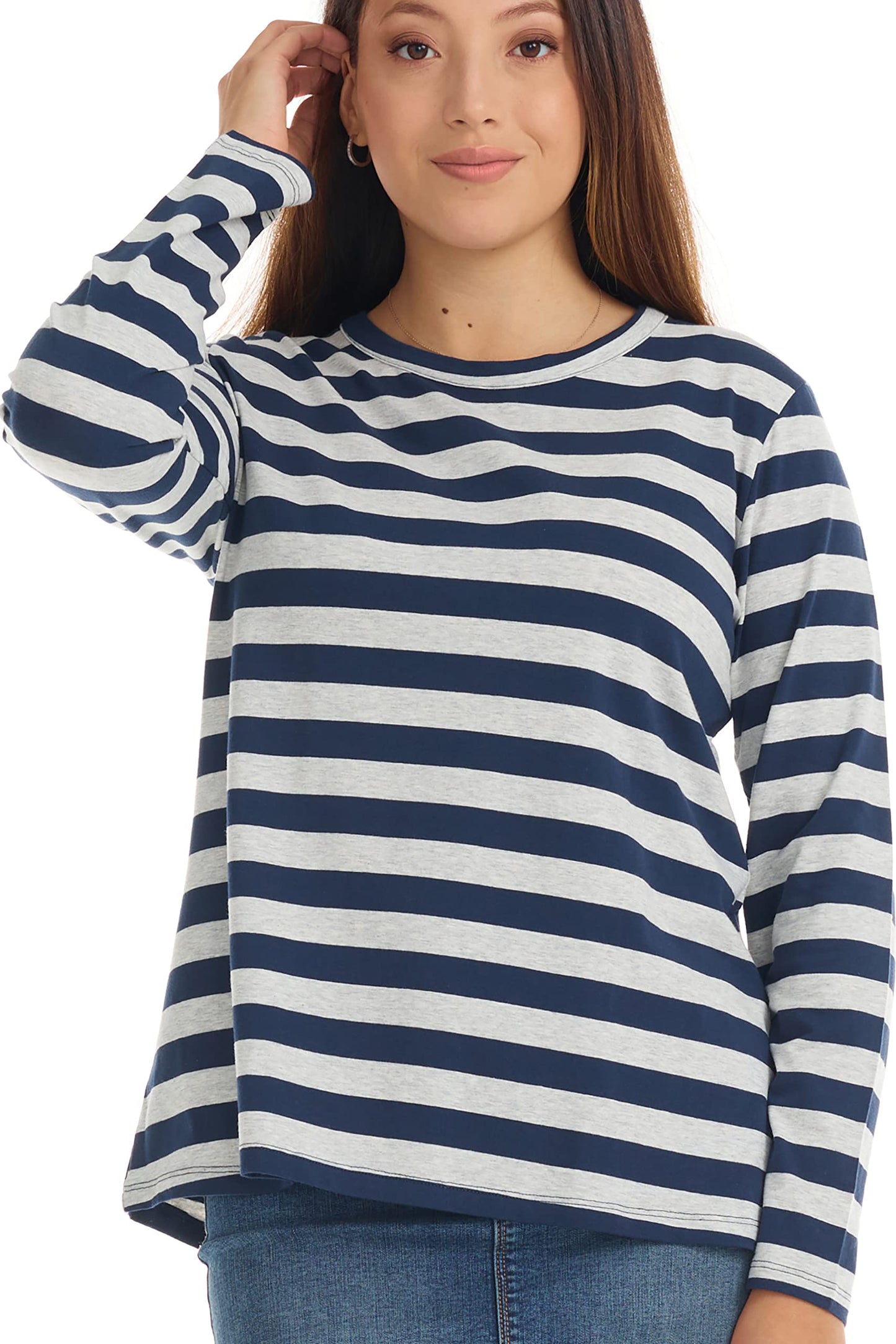 ESTEEZ Comfy Long Sleeve Casual Crew Neck Top for Women