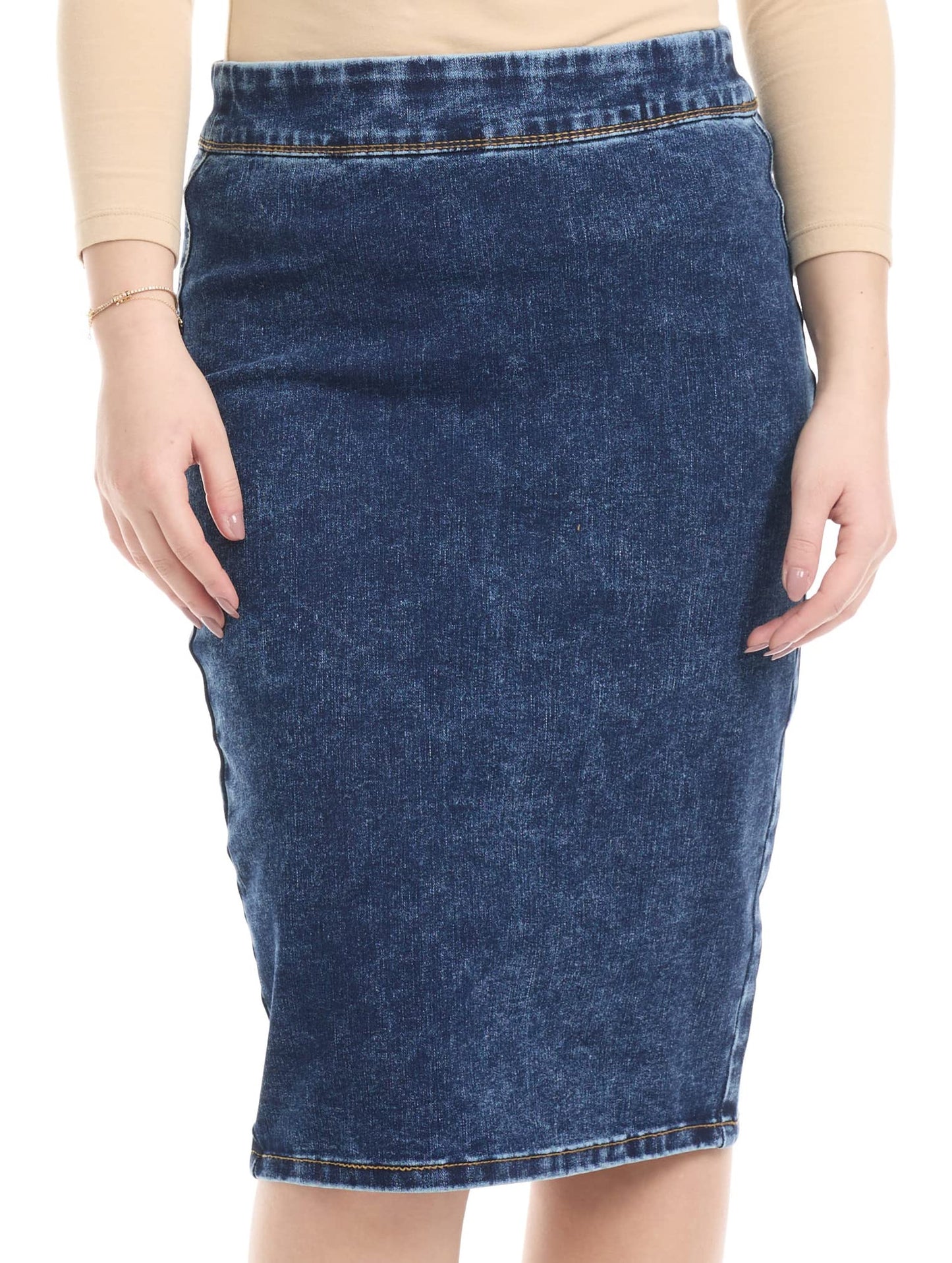 ESTEEZ Womens Jean Pencil Skirt - Pull-On - 4 Way Stretch Denim 'Venice'