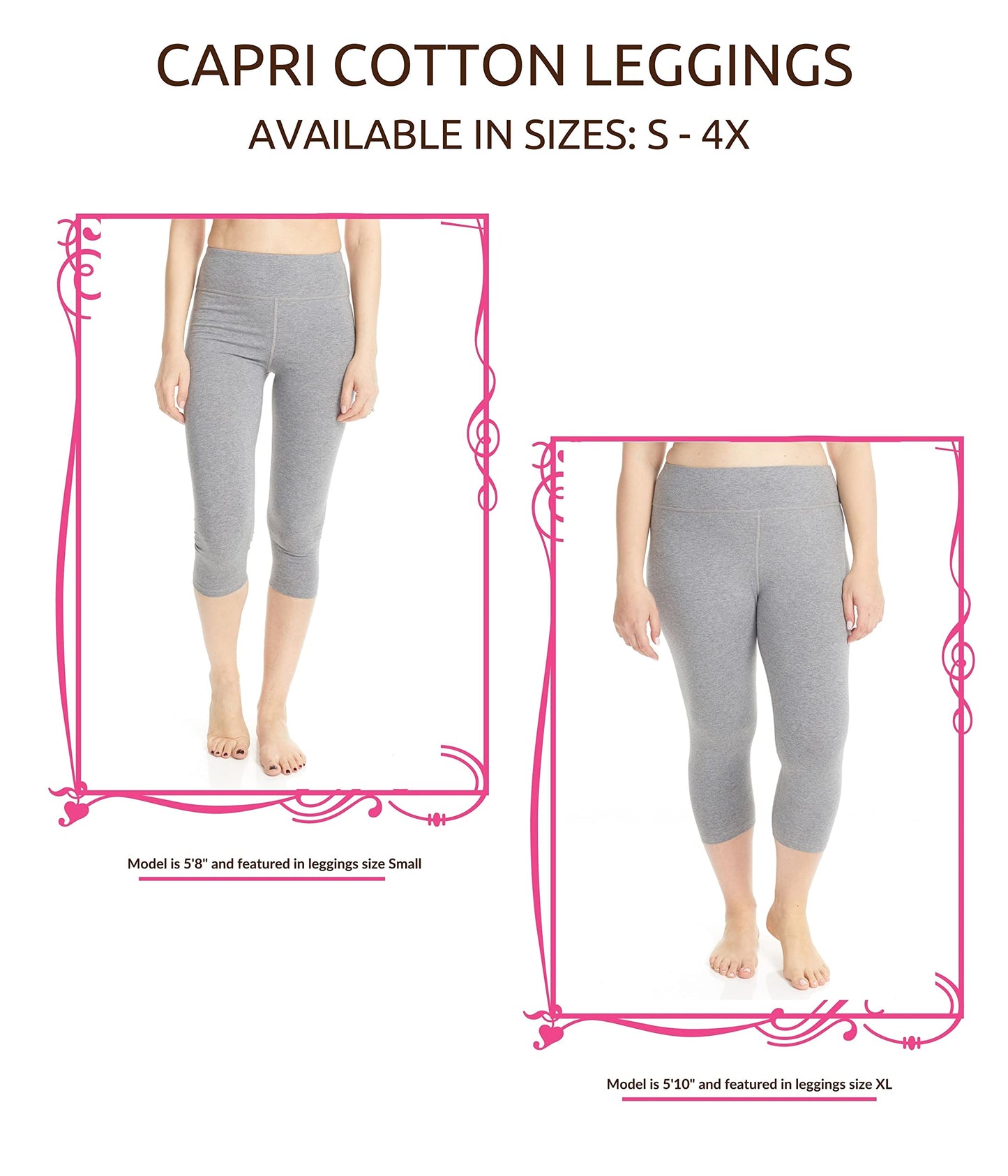 ESTEEZ High Waisted Soft Cotton Spandex Leggings-Shorts for Women - Full Leg - Capri - Biker Shorts - Shorts
