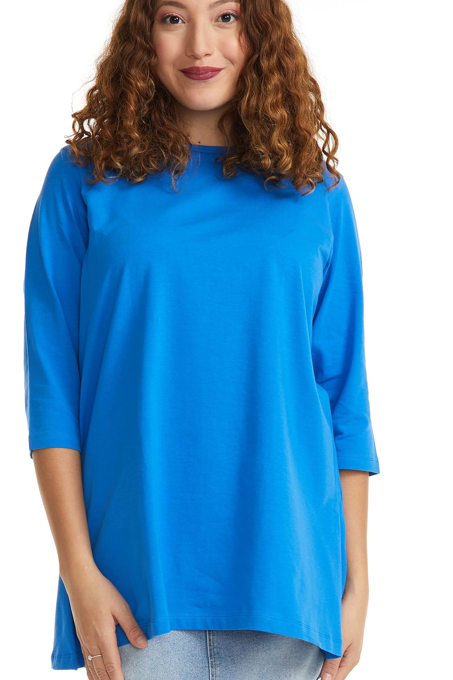 ESTEEZ 3/4 Sleeve Comfy Oversized Loose Fit Cotton T-Shirts for Women