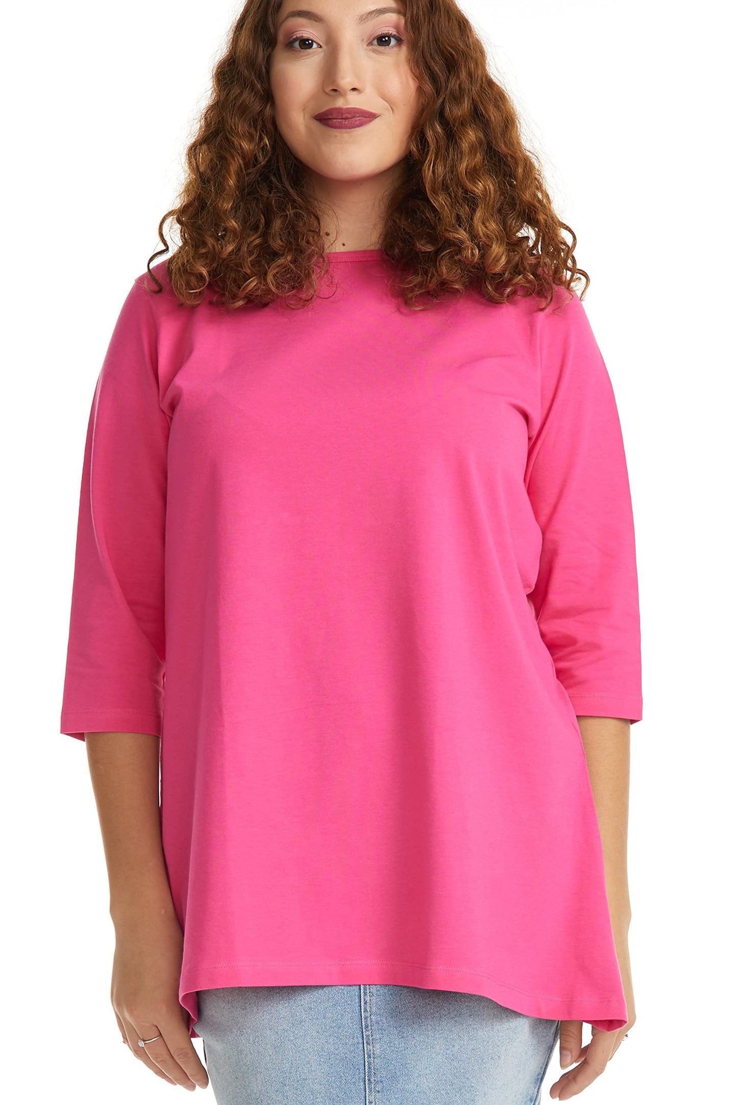 ESTEEZ 3/4 Sleeve Comfy Oversized Loose Fit Cotton T-Shirts for Women