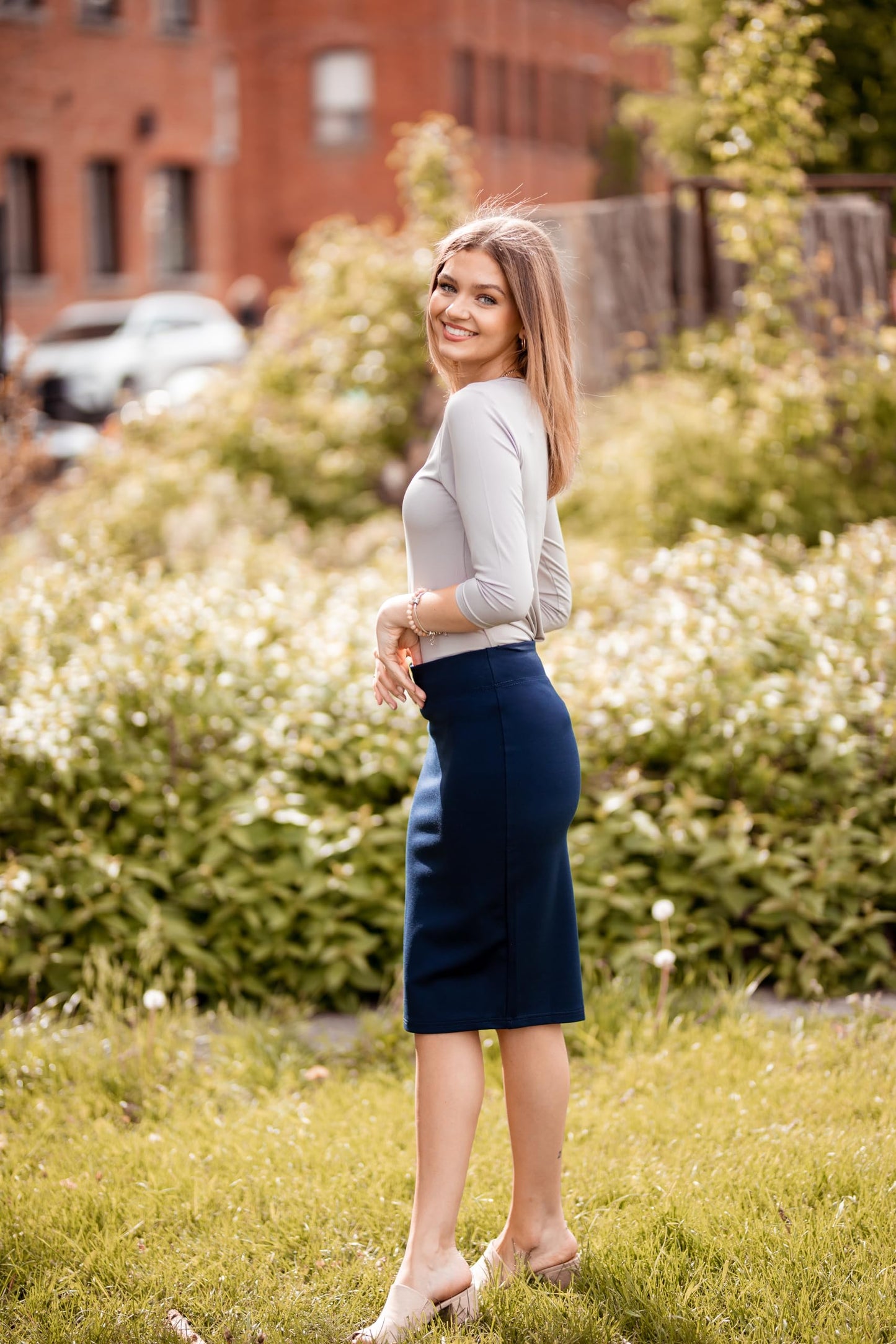 ESTEEZ Women's Pull-On Stretch Ponte Office Pencil Skirt 'Houston'