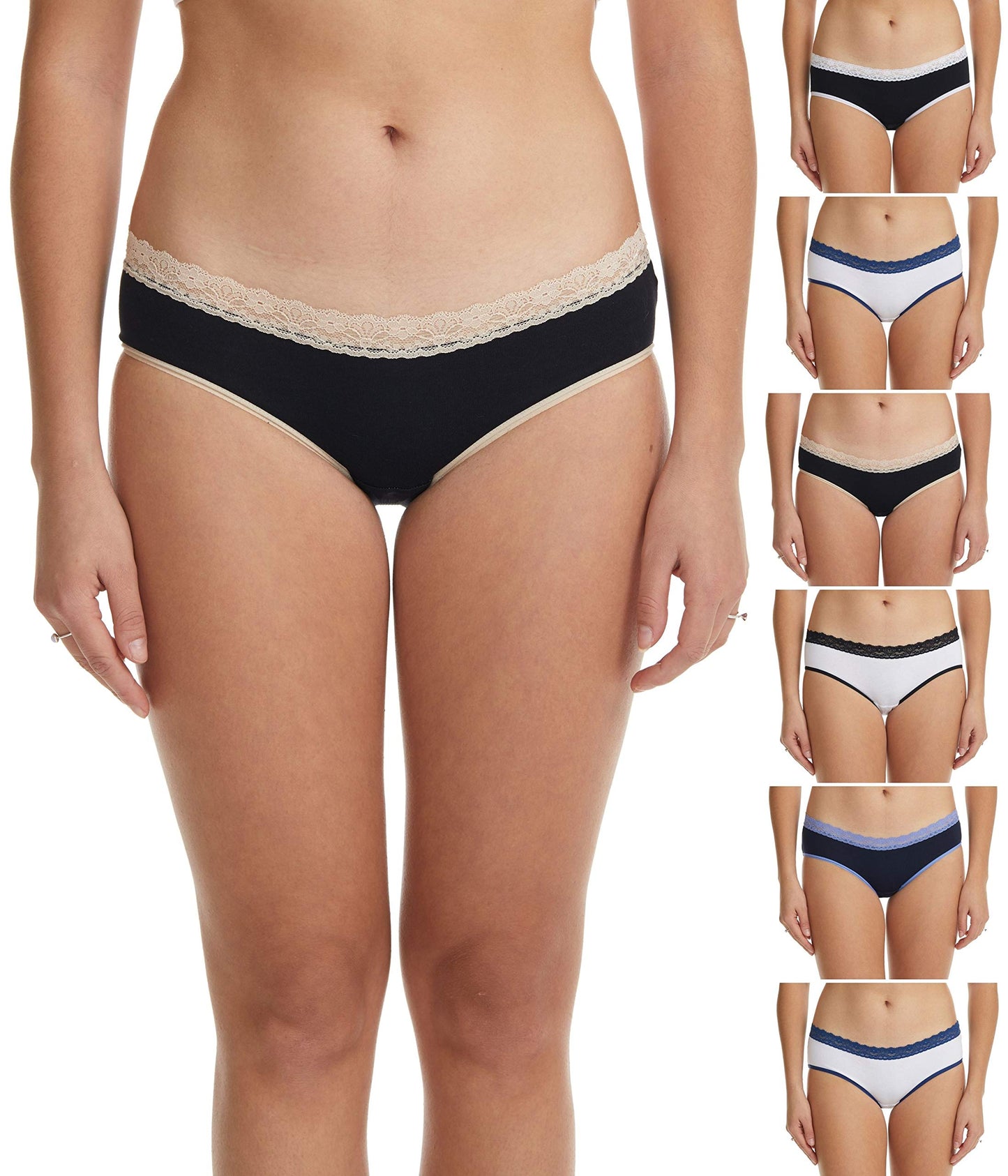 ESTEEZ Comfy Cotton Underwear Panties for Women with Lace Trim Bikini - Hipster - Hi Cut