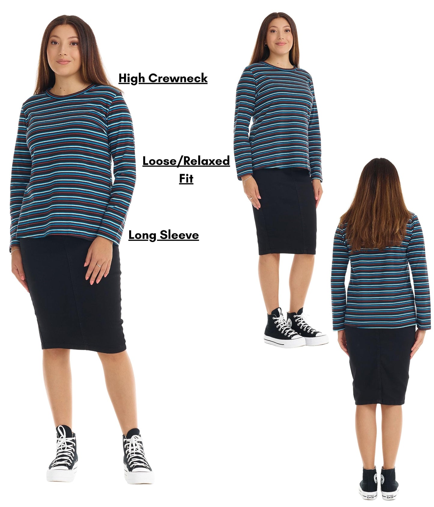ESTEEZ Comfy Long Sleeve Casual Crew Neck Top for Women