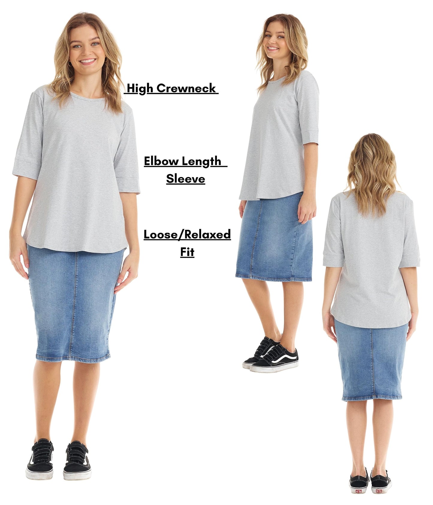 ESTEEZ Women’s Comfortable Elbow Sleeve Cotton T-Shirt
