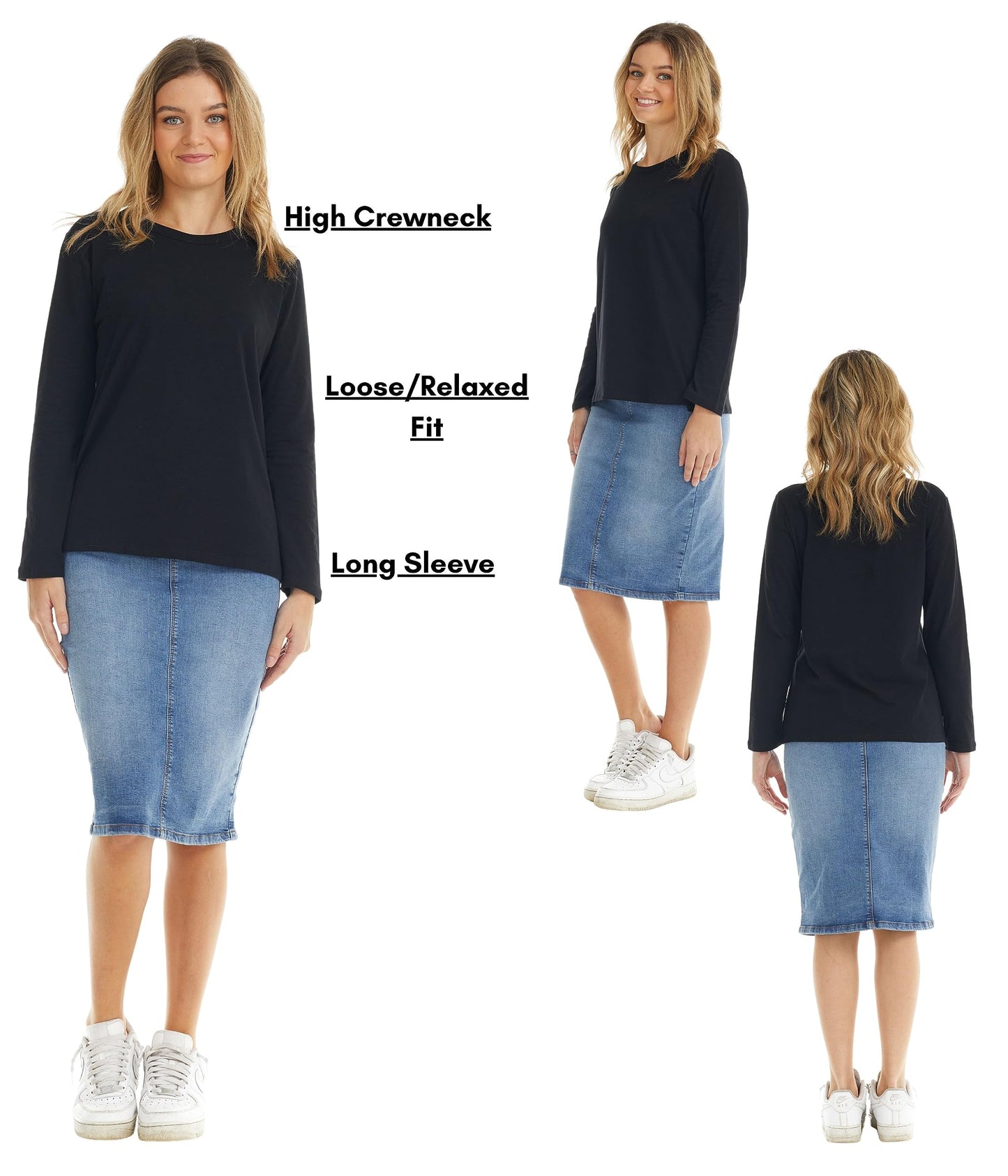 ESTEEZ Comfy Long Sleeve Casual Crew Neck Top for Women