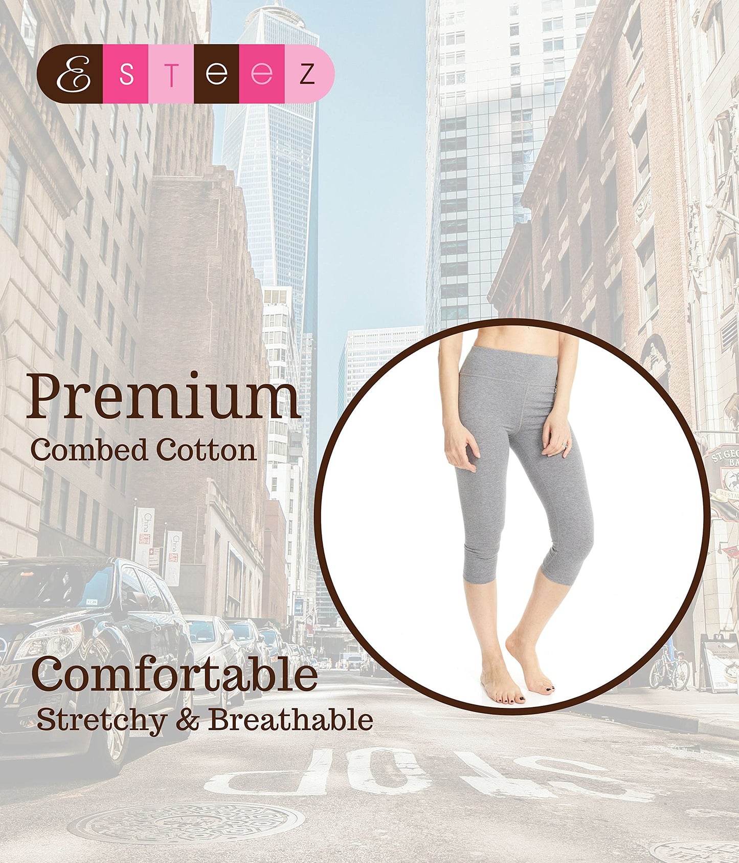 ESTEEZ High Waisted Soft Cotton Spandex Leggings-Shorts for Women - Full Leg - Capri - Biker Shorts - Shorts