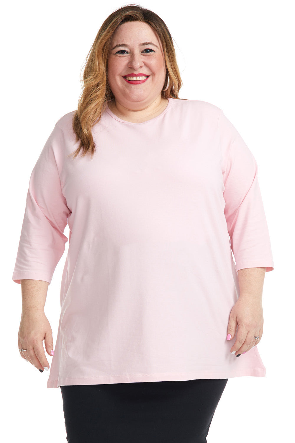 Pink oversized loose comfortable plus size tee for women