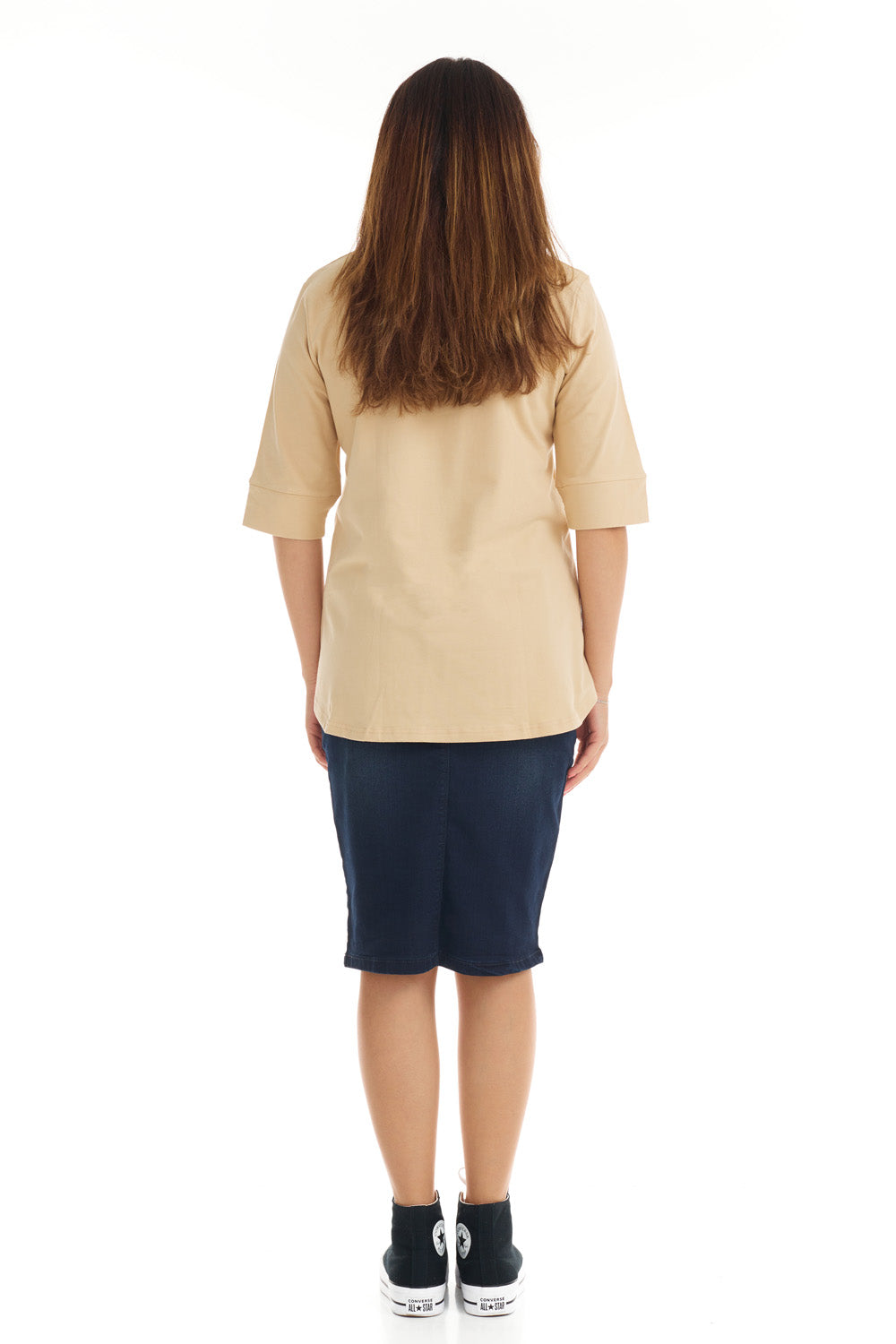 tan 3/4 cuff sleeve tshirt for women