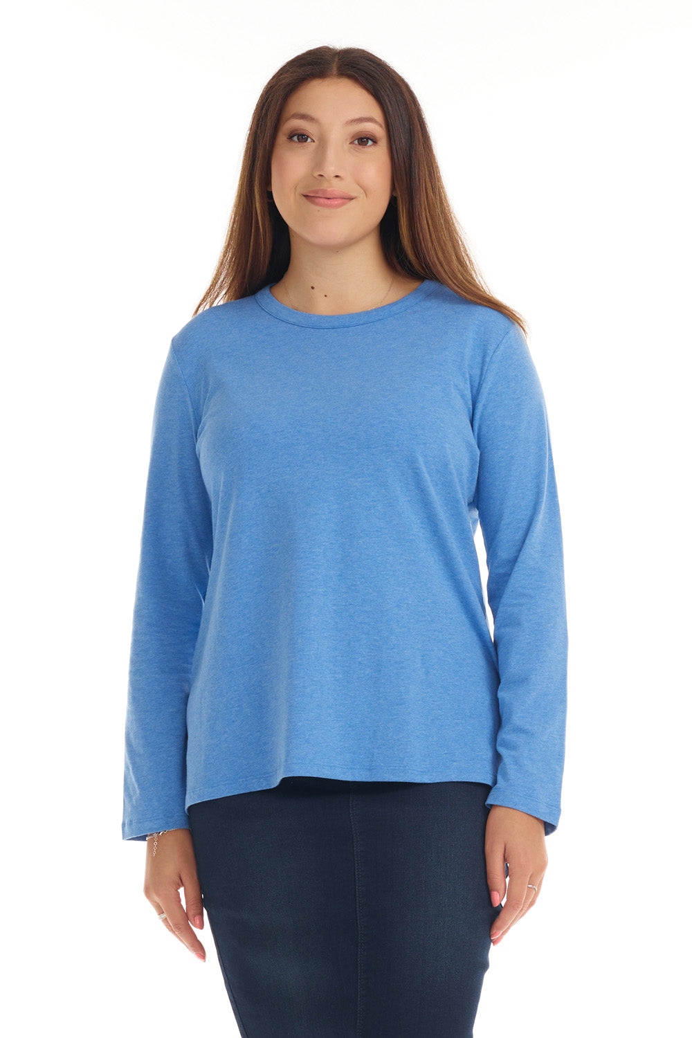 blue basic loose cotton shirt for women 