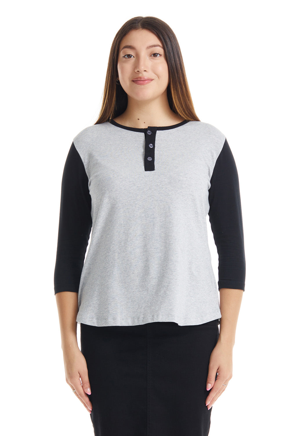 THE GREAT. popular Women's Henley Shirt 3/4 Sleeve Heather Gray Size 0