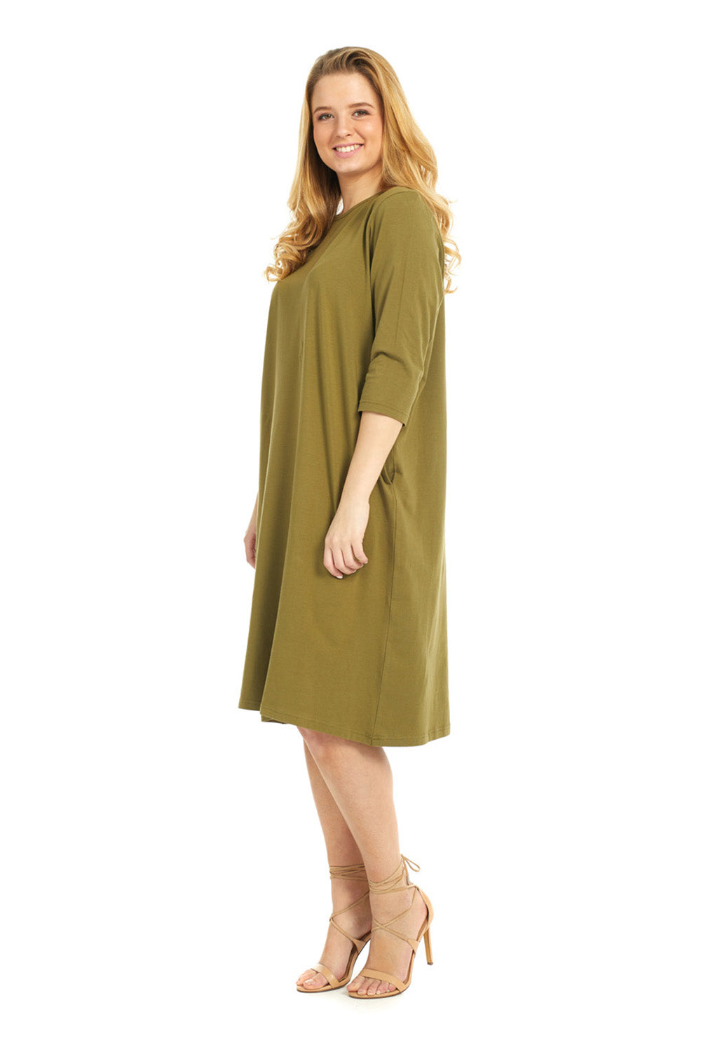 Olive green cotton dress hotsell