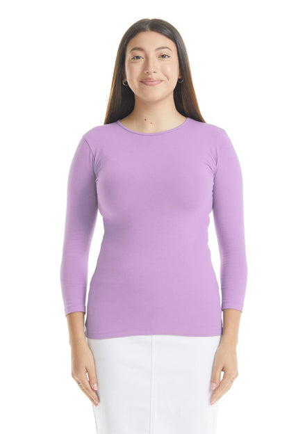ESTEEZ Womens 3/4 Sleeve Cotton Snug Fit High Neck Base Layering T-Shirt