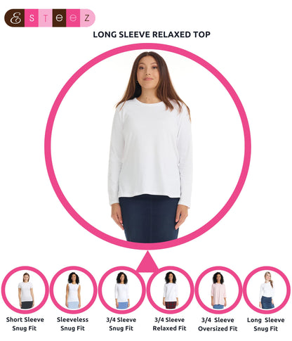 ESTEEZ Comfy Long Sleeve Casual Crew Neck Top for Women
