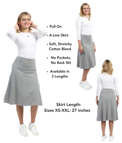 ESTEEZ Womens Cotton A-Line Skirt 23 Inch 25 Inch 27 Inch
